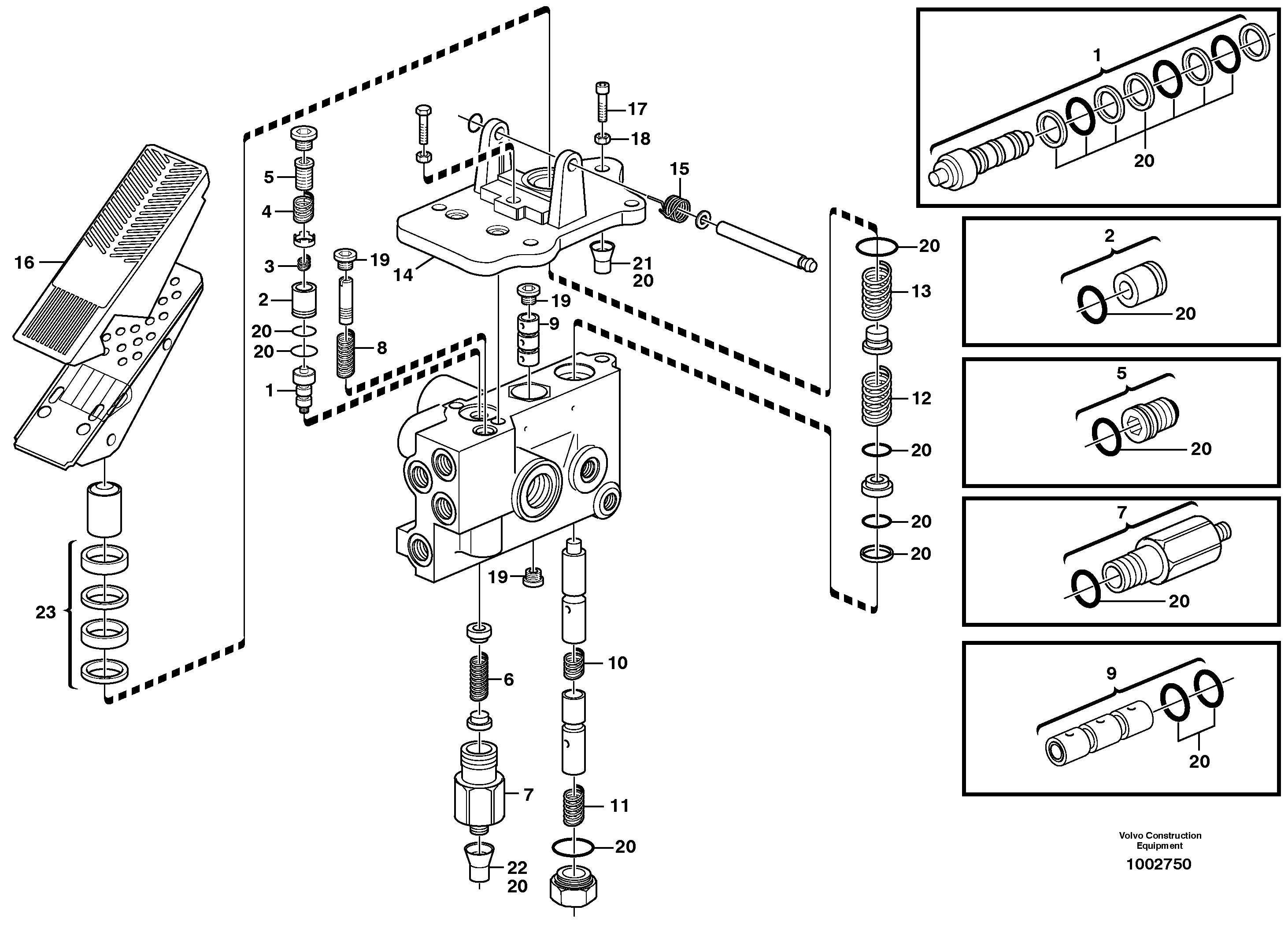 Схема запчастей Volvo L180C - 63394 Footbrake valve L180/L180C VOLVO BM VOLVO BM L180/L180C SER NO -2532 / -60469 USA