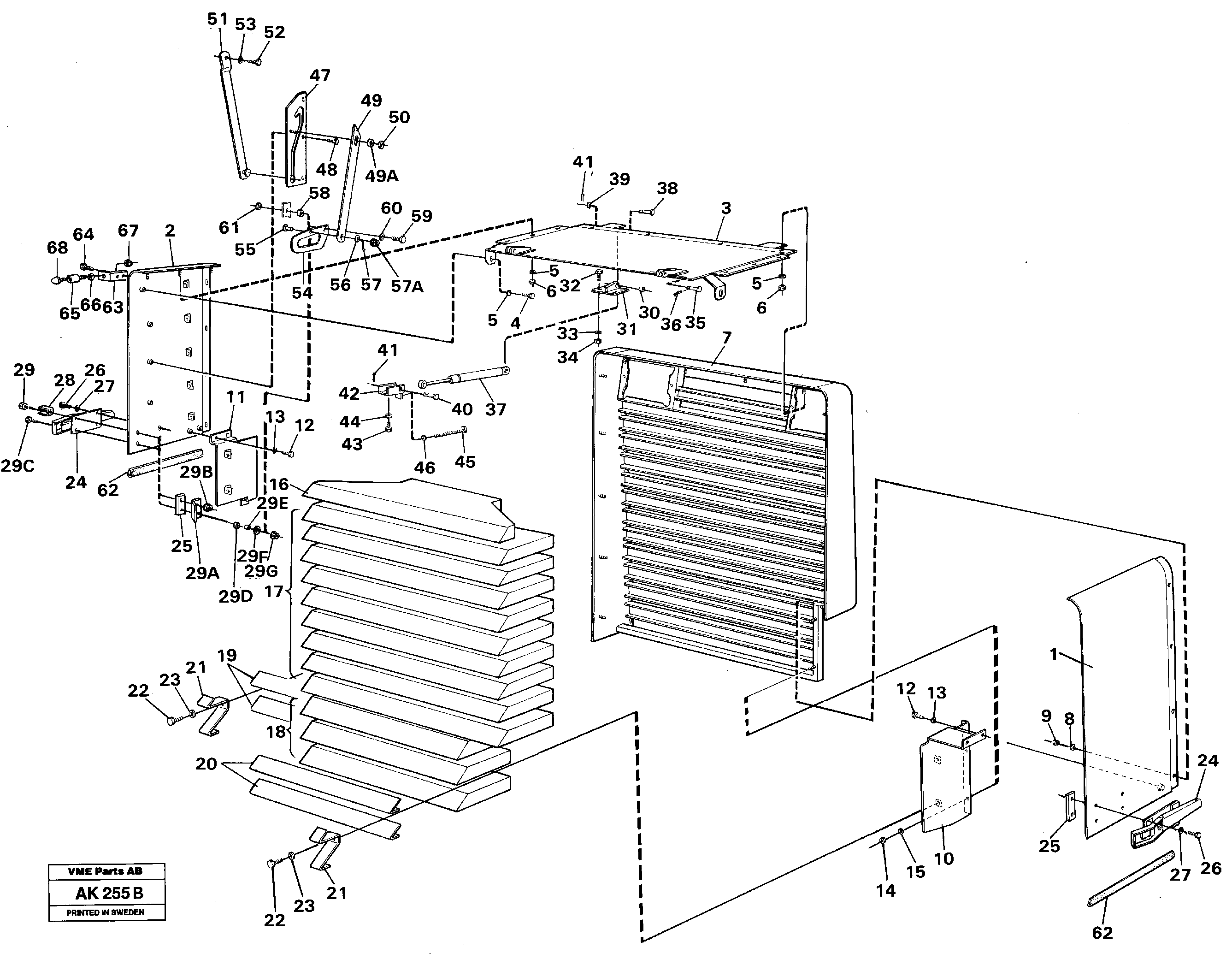 Схема запчастей Volvo L180C - 28846 Radiator shell L180/L180C VOLVO BM VOLVO BM L180/L180C SER NO -2532 / -60469 USA