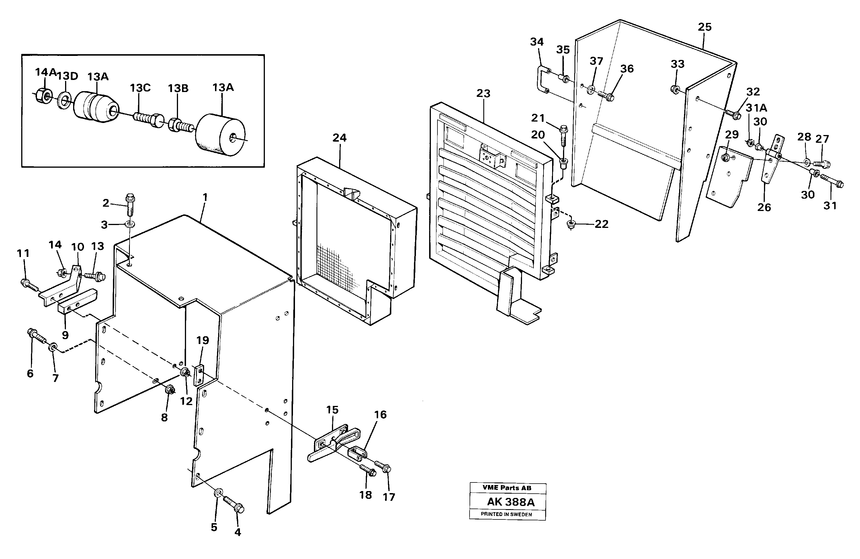 Схема запчастей Volvo L180C - 81721 Radiator shell L180/L180C VOLVO BM VOLVO BM L180/L180C SER NO -2532 / -60469 USA