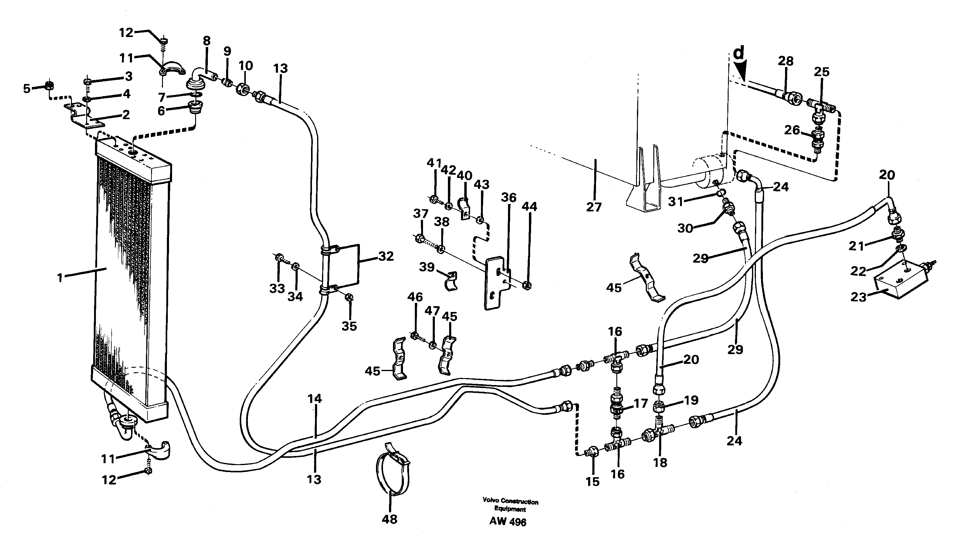 Схема запчастей Volvo L180C - 79232 Hydraulic oil-cooler L180C S/N 2533-SWE, 60465-USA