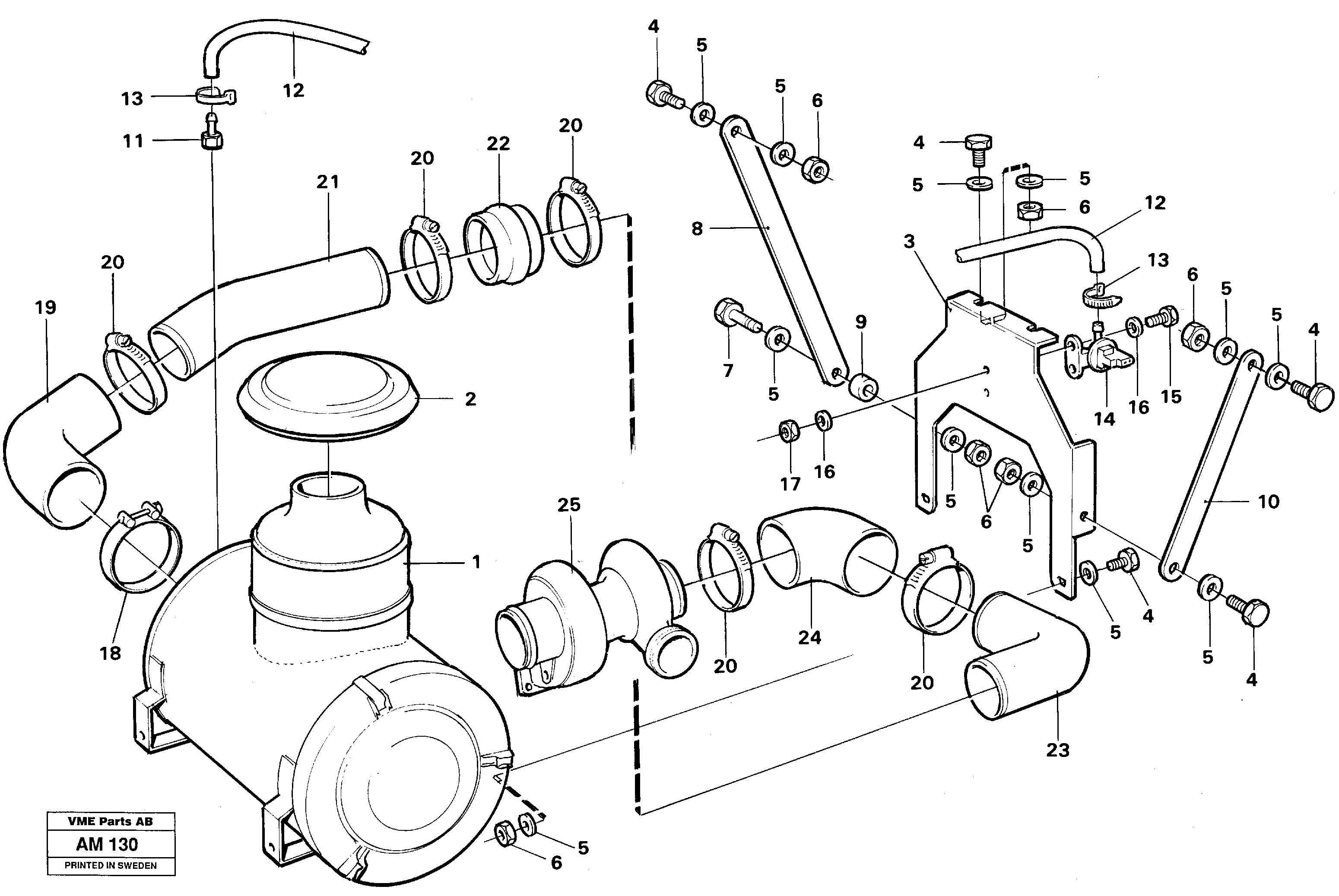 Схема запчастей Volvo L330C - 14296 Система впуска L330C VOLVO BM VOLVO BM L330C SER NO - 60187