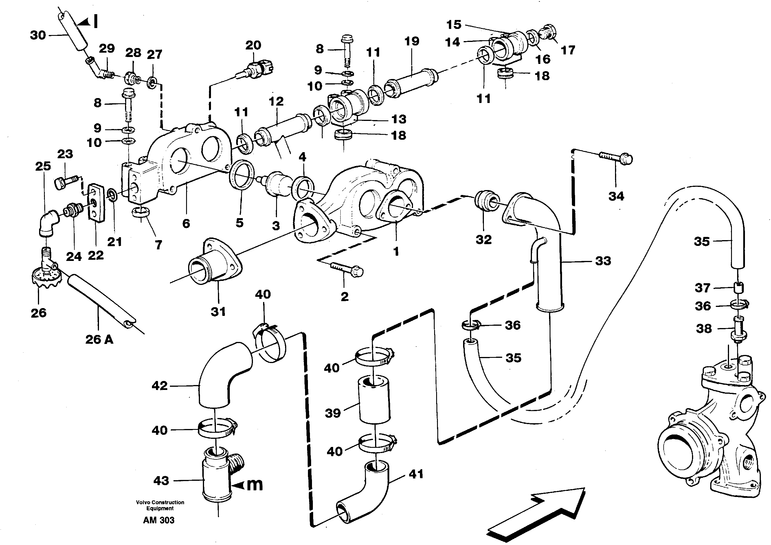 Схема запчастей Volvo L330C - 83877 Thermostathousing with fitting parts L330C VOLVO BM VOLVO BM L330C SER NO - 60187