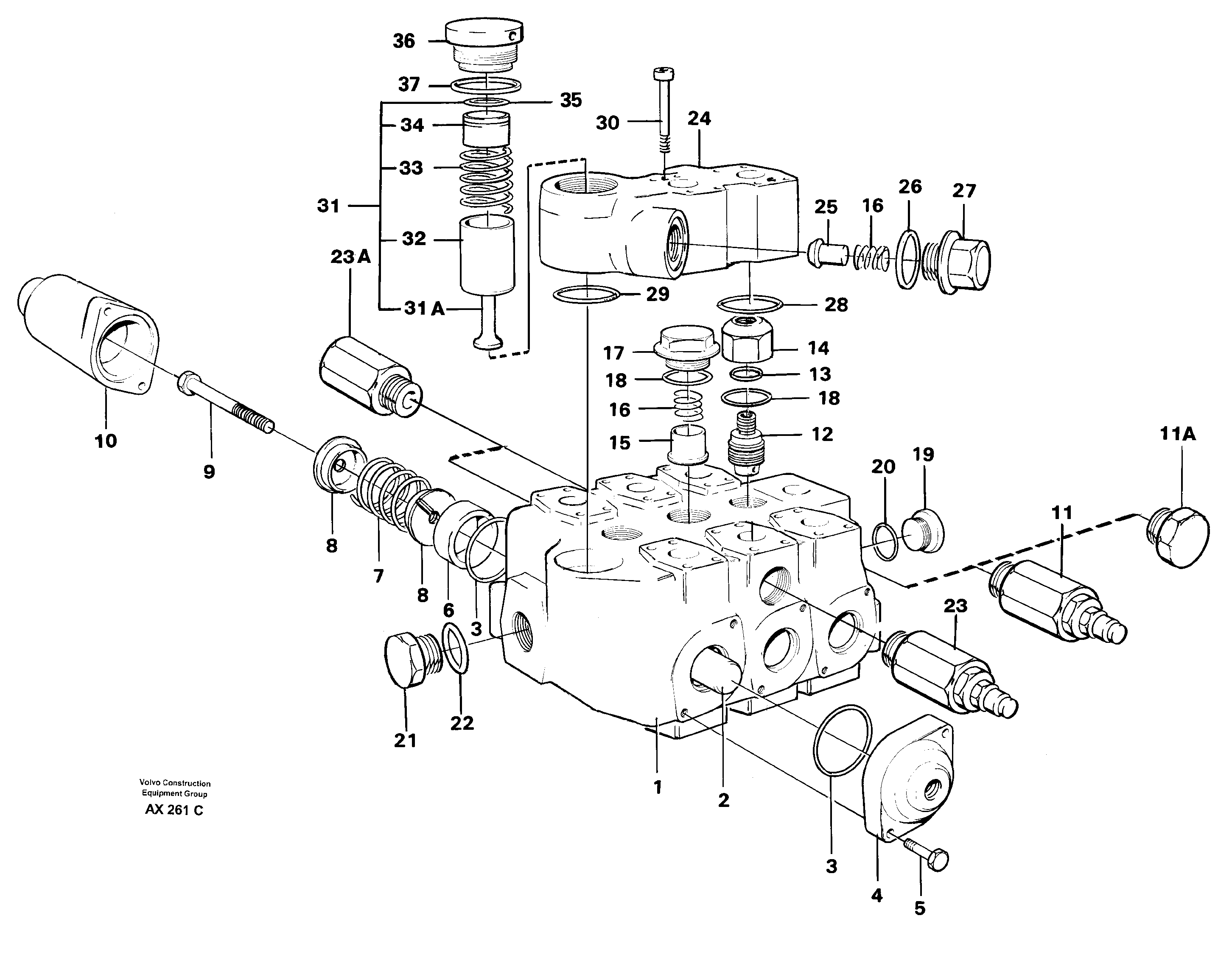 Схема запчастей Volvo L330C - 23661 Клапан регулирующий (распределительный) L330C SER NO 60188-