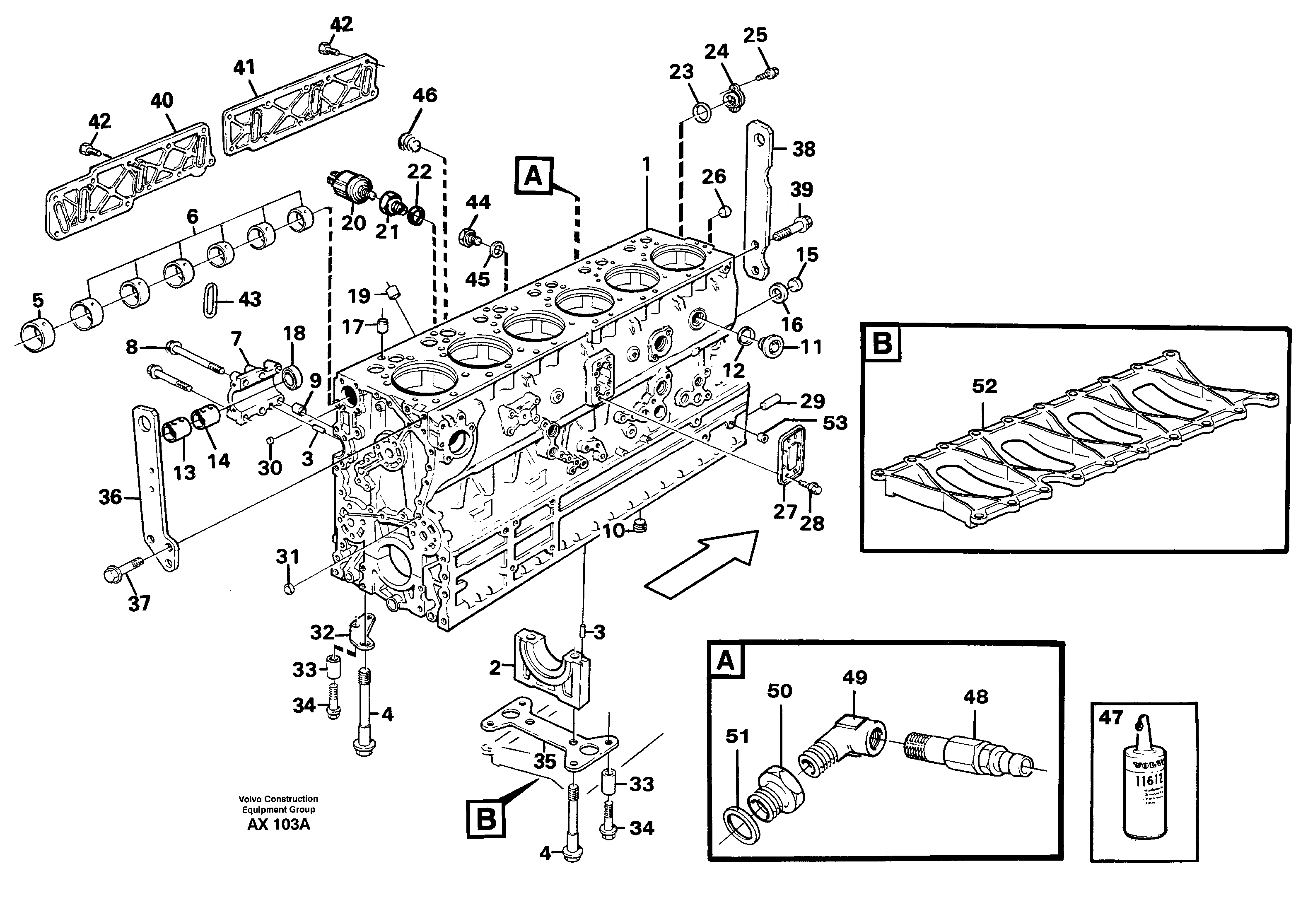 Схема запчастей Volvo L330C - 100715 Блок цилиндров L330C SER NO 60188-