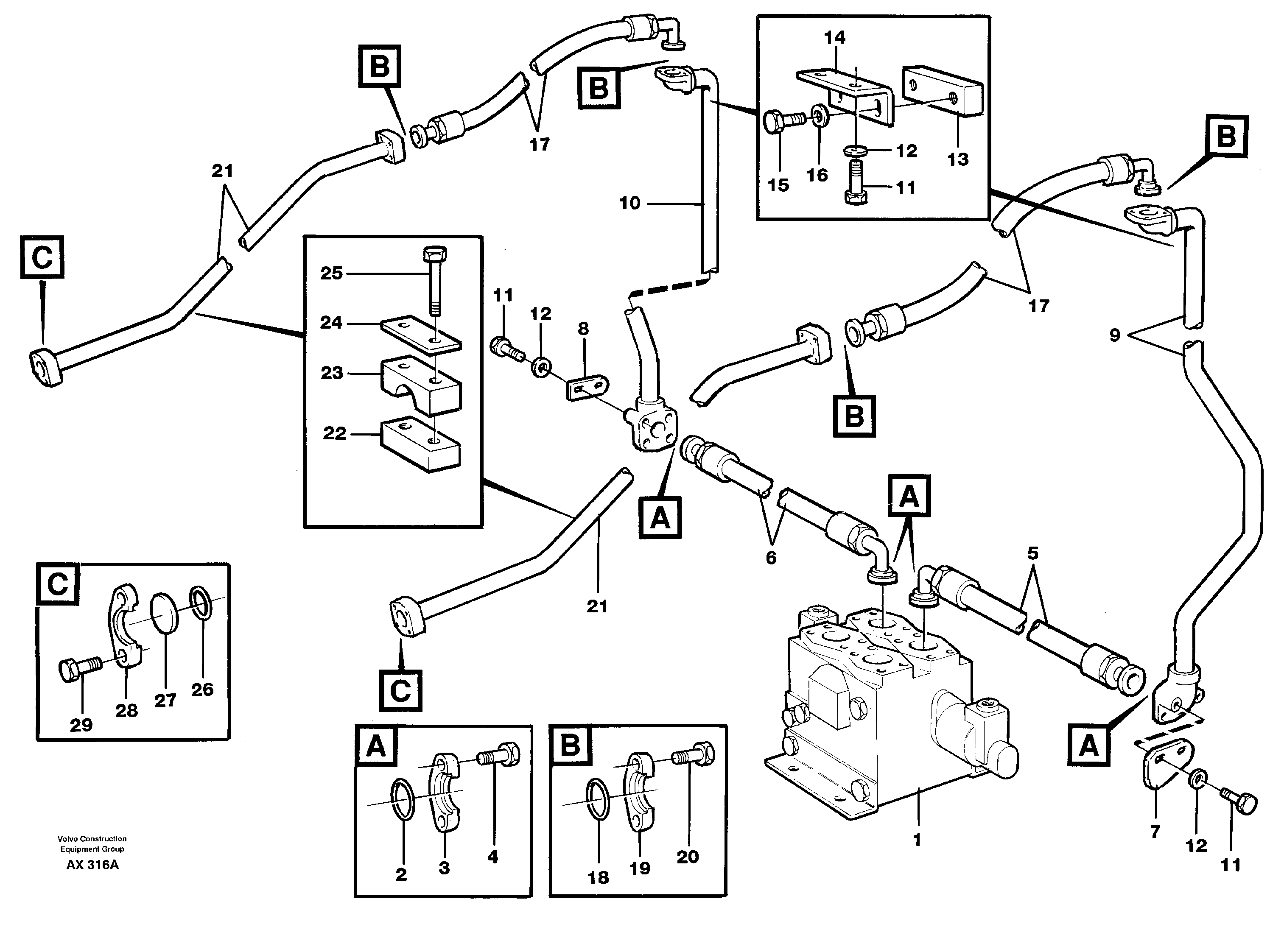 Схема запчастей Volvo L330C - 71855 Pressure lines, 3rd function L330C SER NO 60188-