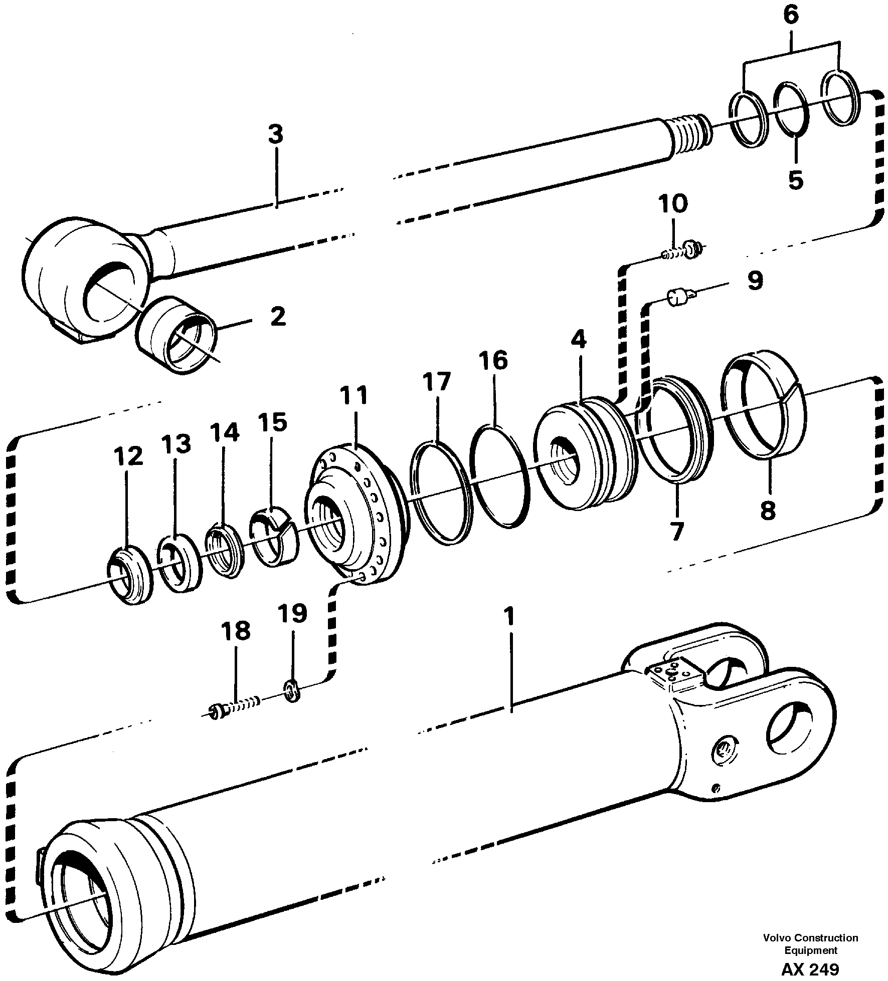 Схема запчастей Volvo L330C - 291 Hydraulic cylinder, tilting L330C SER NO 60188-