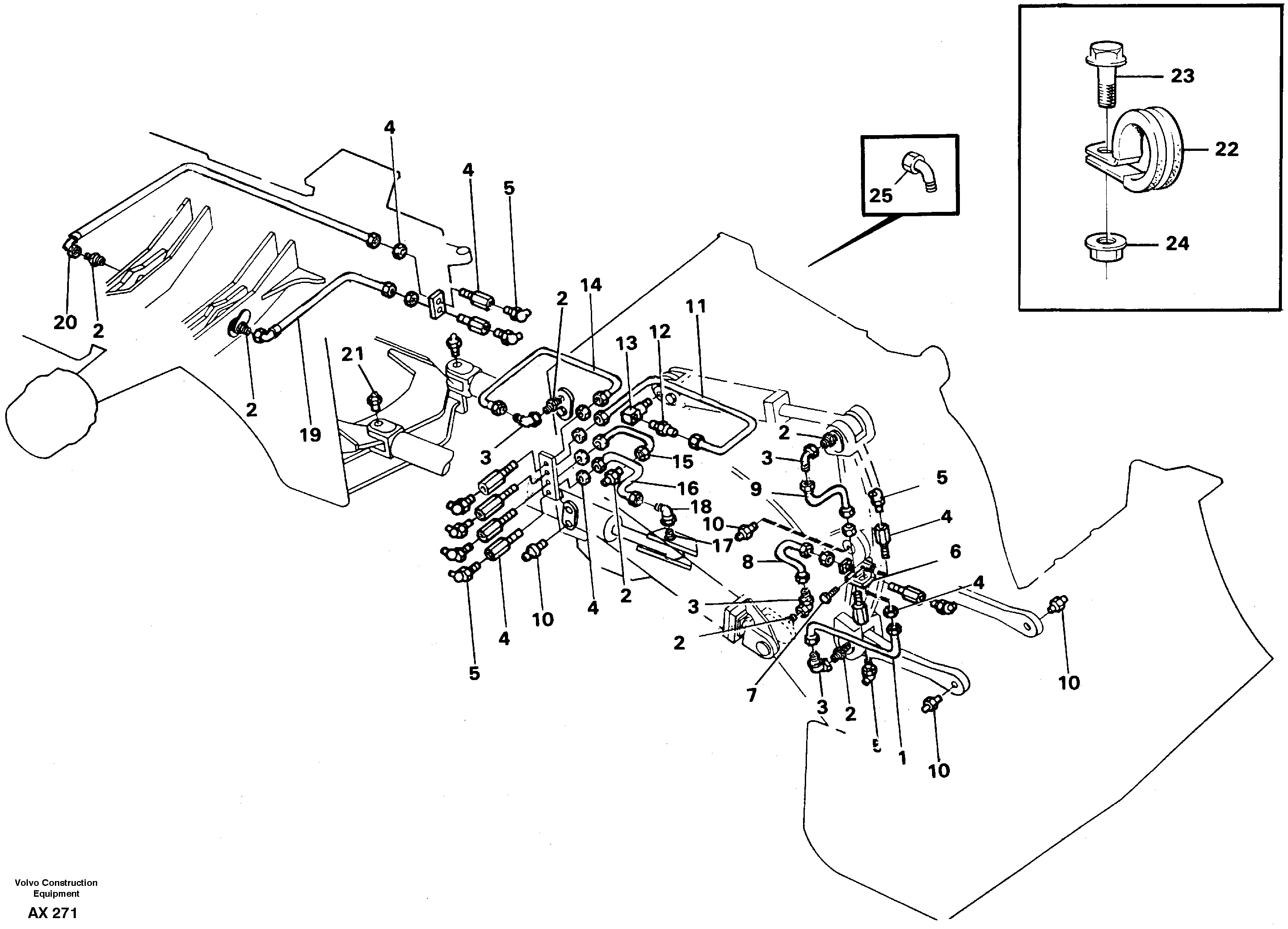 Схема запчастей Volvo L330C - 25004 Extended lube points for lift arm system L330C SER NO 60188-
