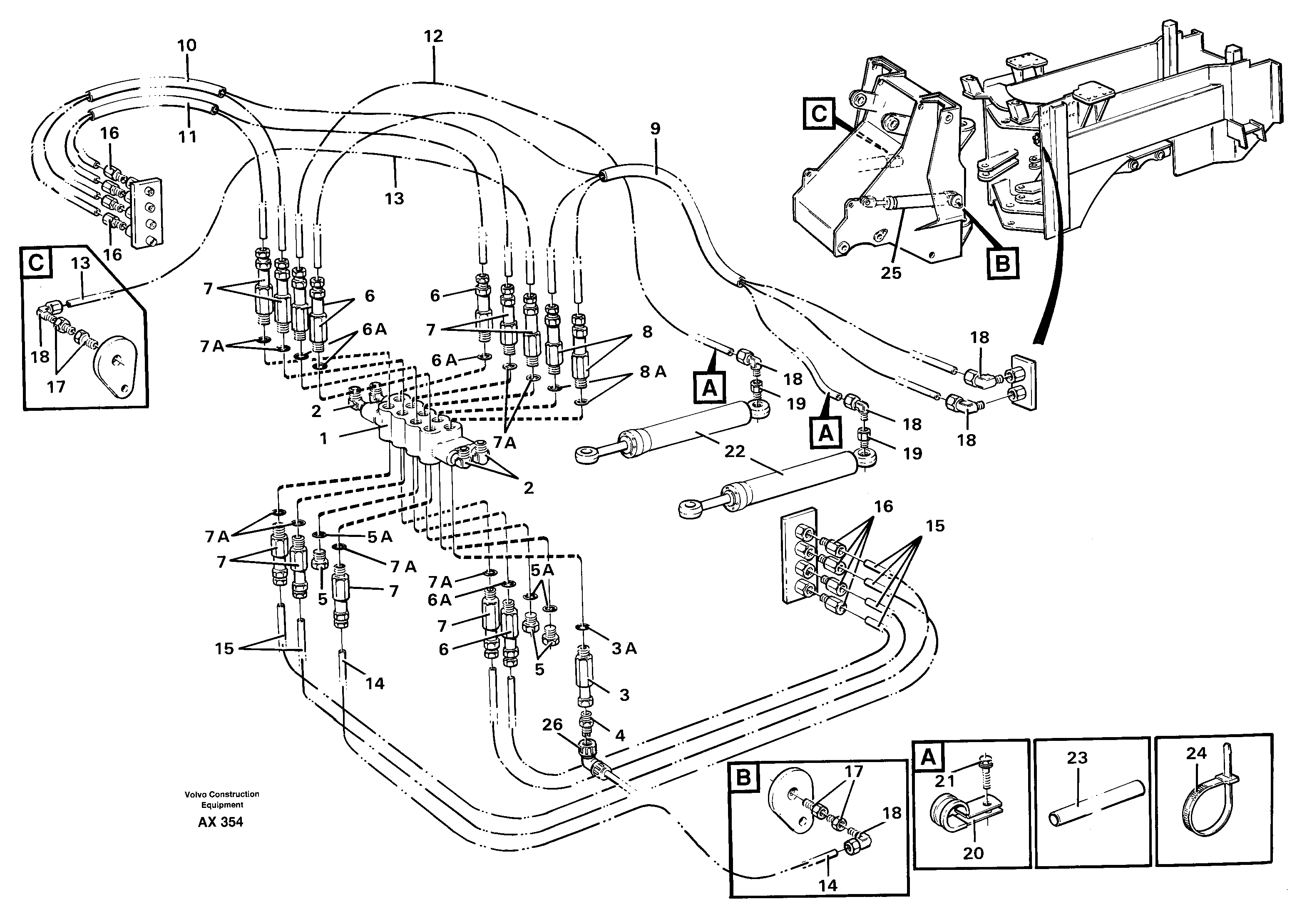 Схема запчастей Volvo L330C - 70116 Distribution block, B1 L330C SER NO 60188-