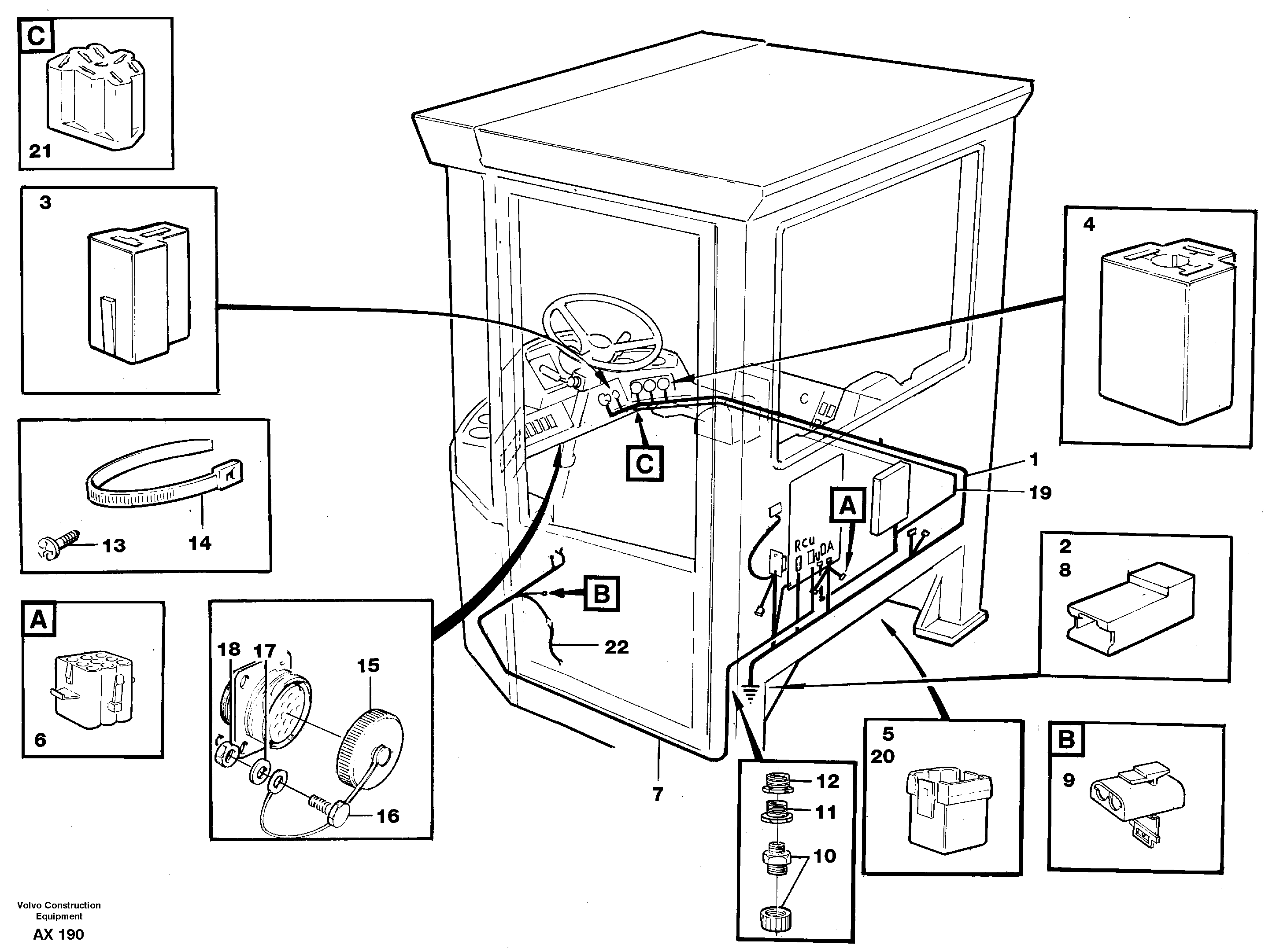Схема запчастей Volvo L330C - 54252 Cable harnesses, cab L330C SER NO 60188-