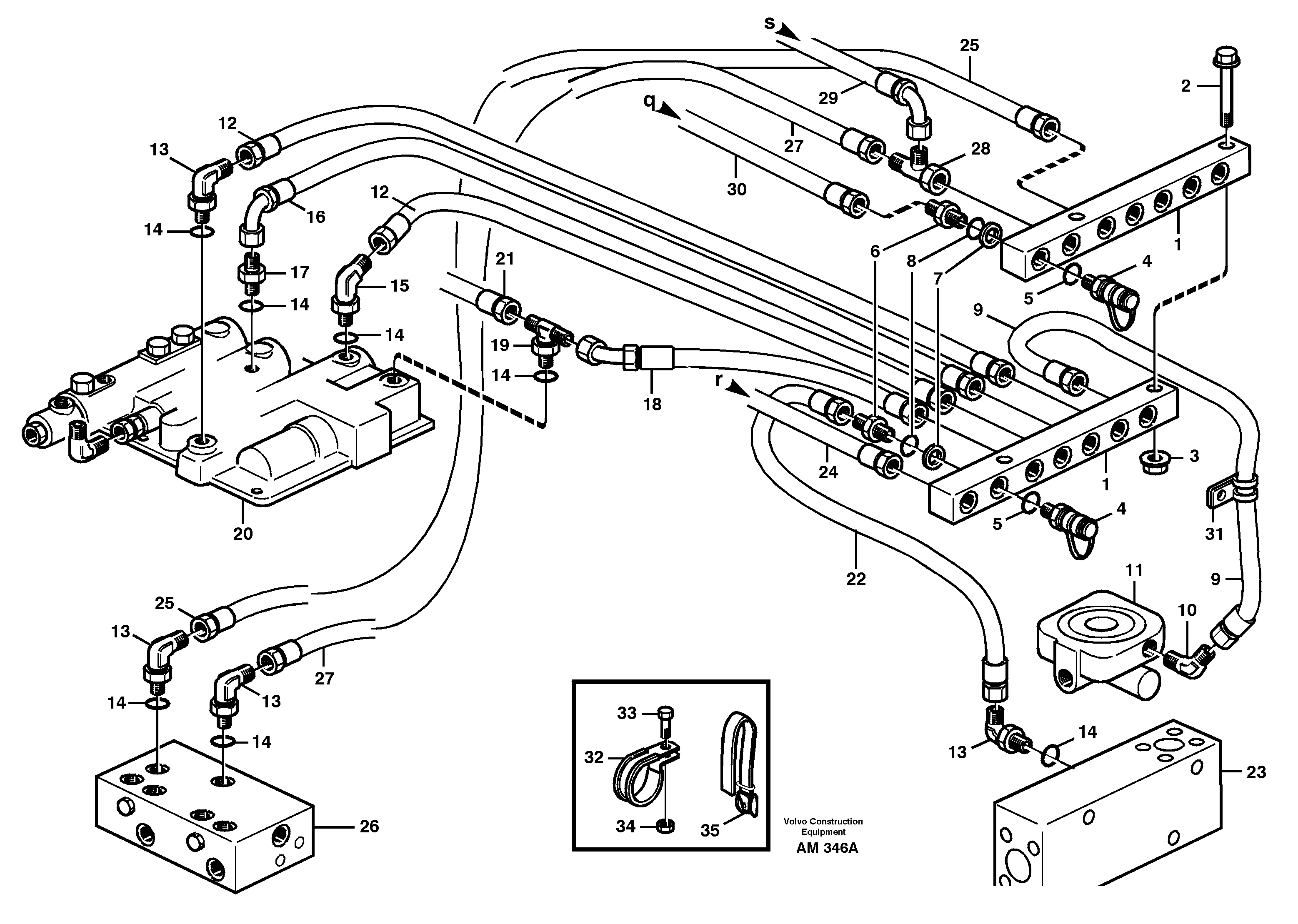 Схема запчастей Volvo L330C - 40155 Testing nipples L330C VOLVO BM VOLVO BM L330C SER NO - 60187