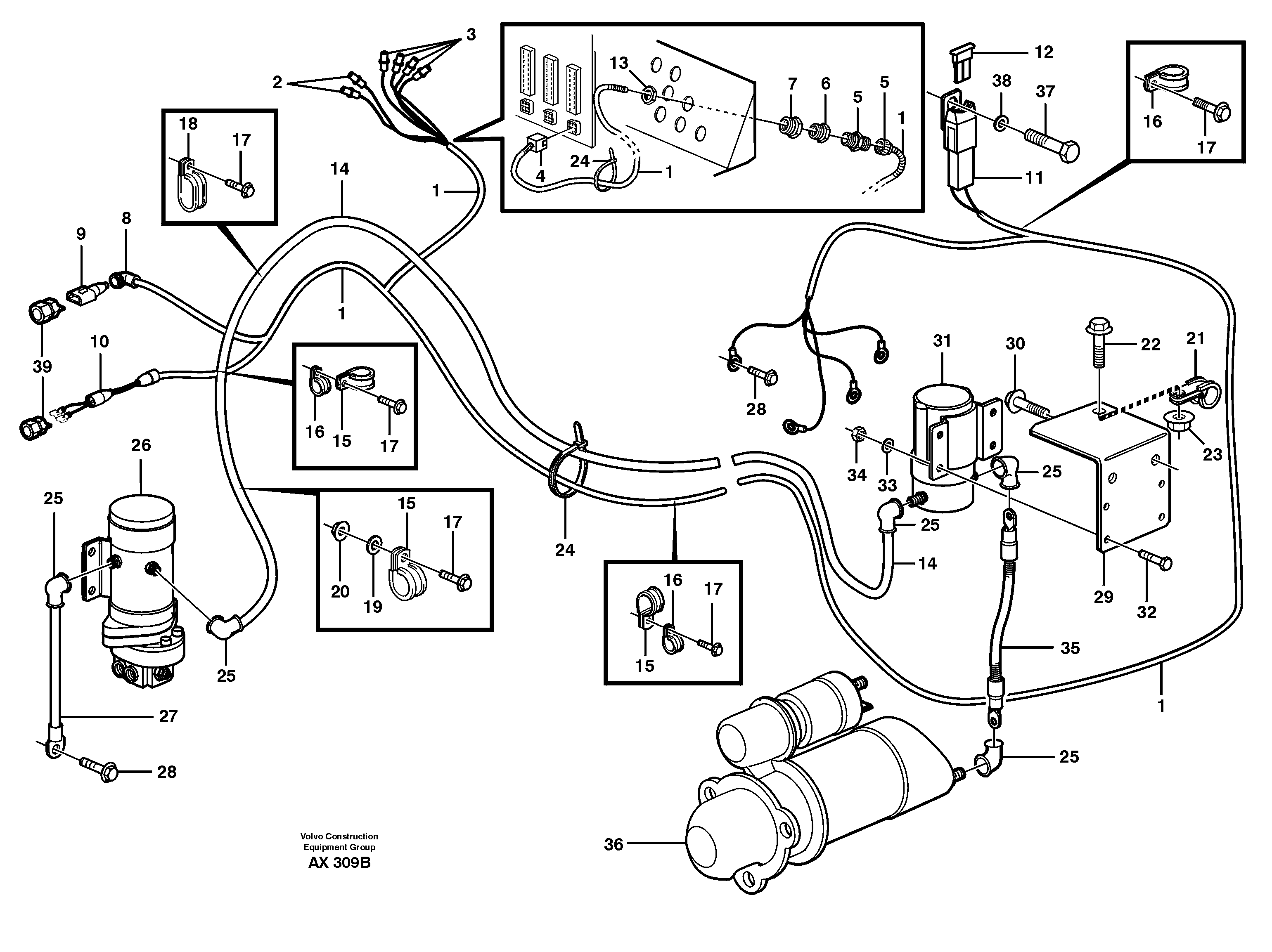 Схема запчастей Volvo L330C - 84953 Cable harness, secondary steering system L330C SER NO 60188-