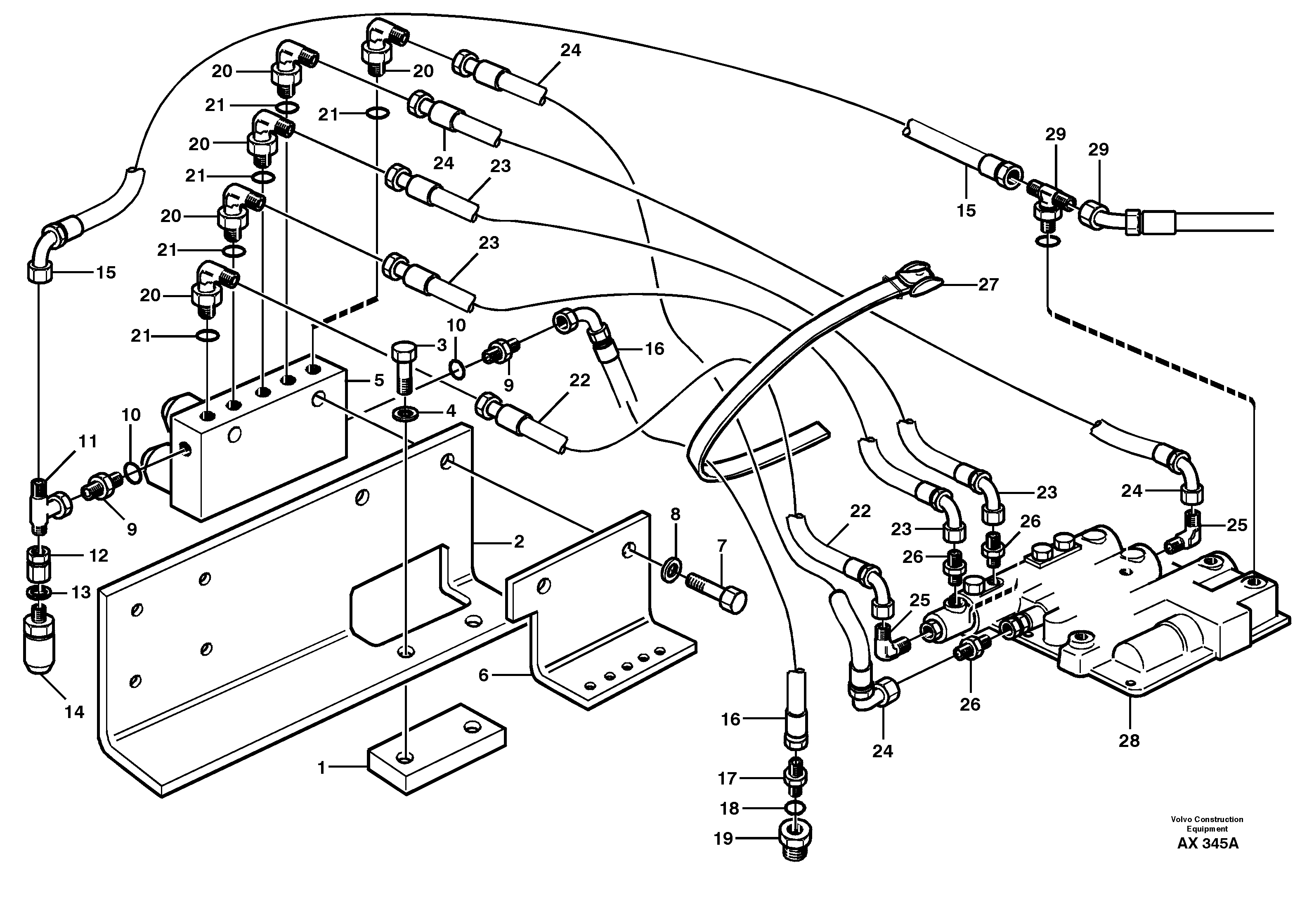 Схема запчастей Volvo L330C - 57676 Solenoid valve with connection parts L330C SER NO 60188-