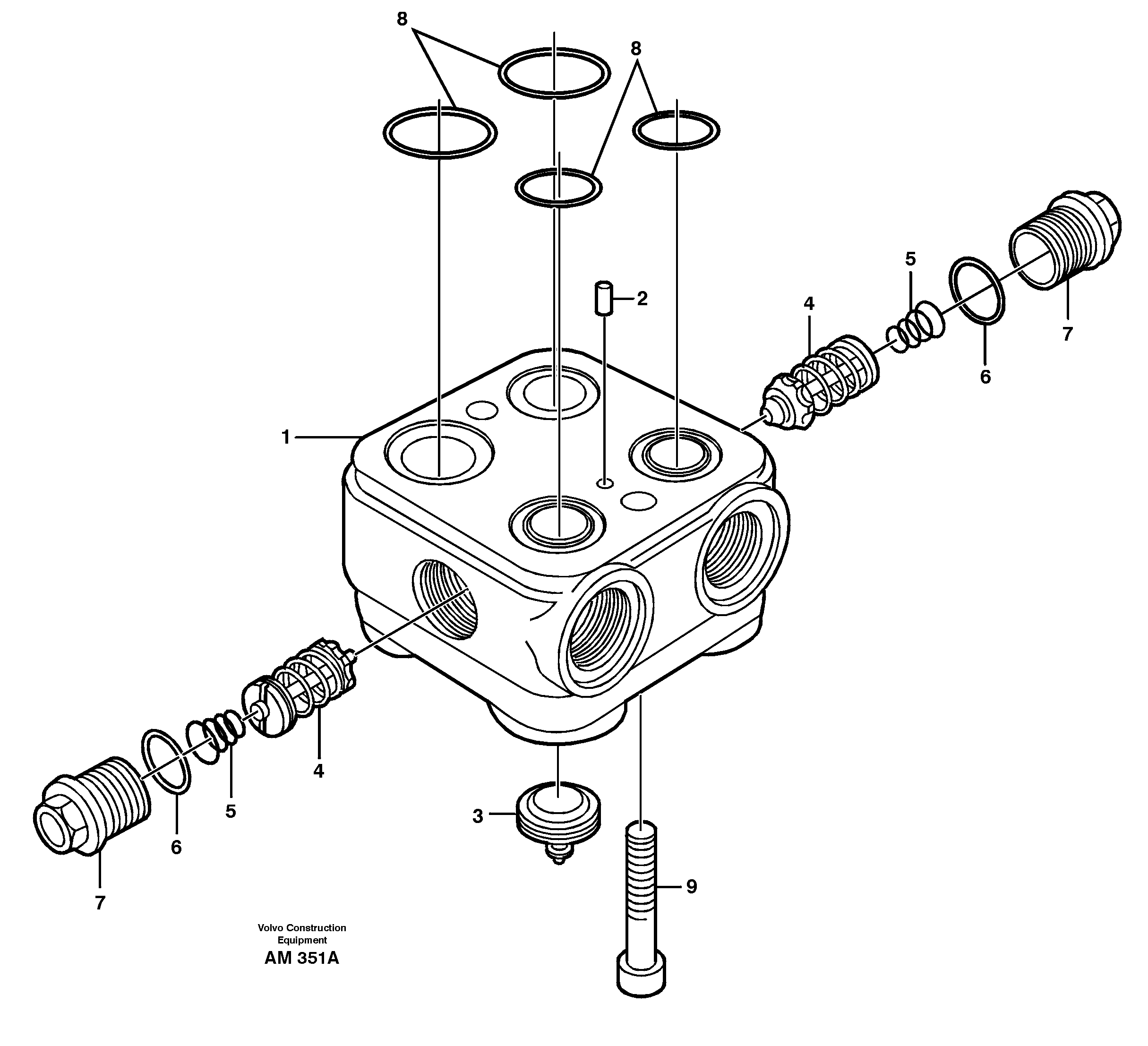 Схема запчастей Volvo L330C - 29698 Valve housing L330C VOLVO BM VOLVO BM L330C SER NO - 60187