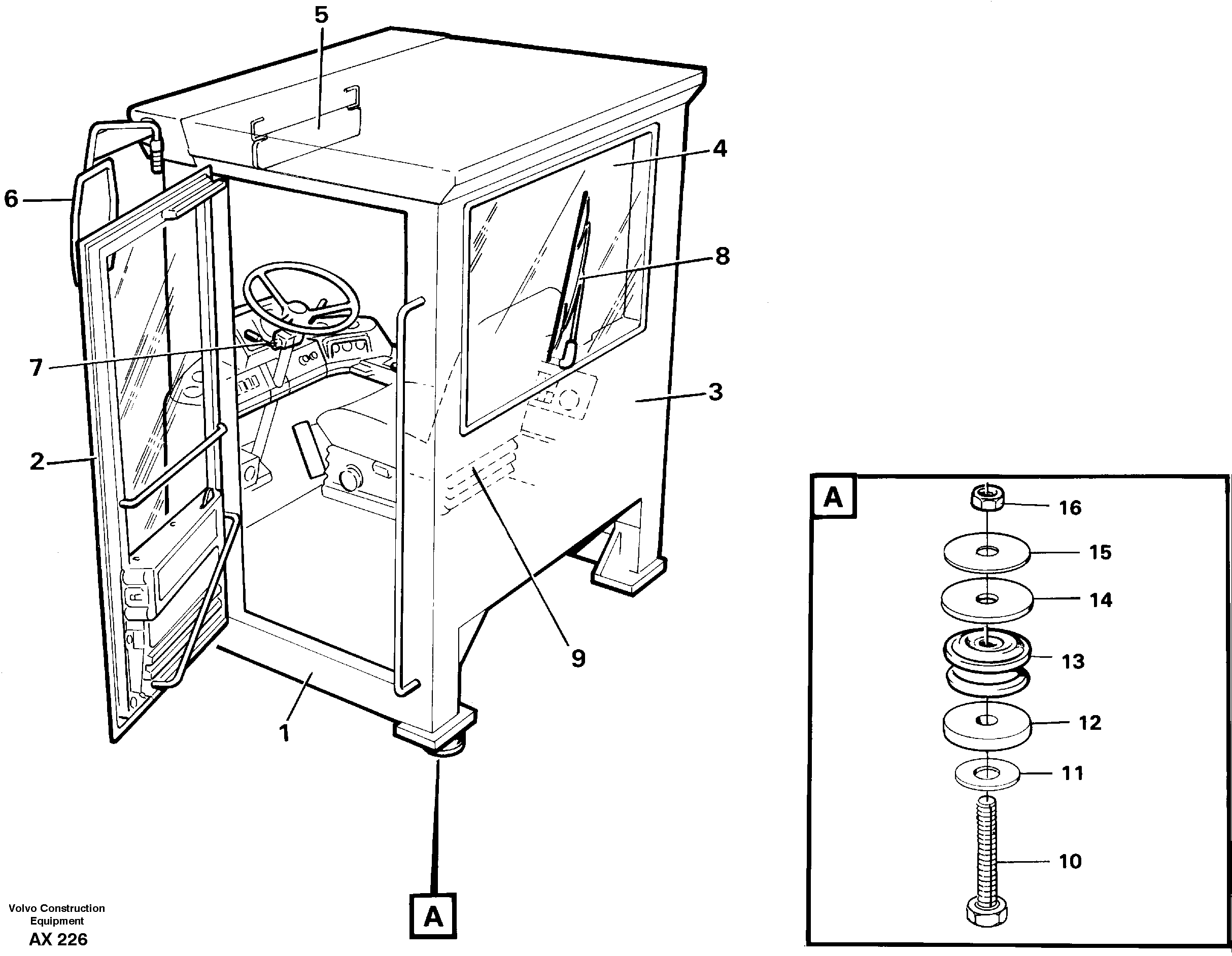 Схема запчастей Volvo L330C - 24168 Operators cab L330C SER NO 60188-