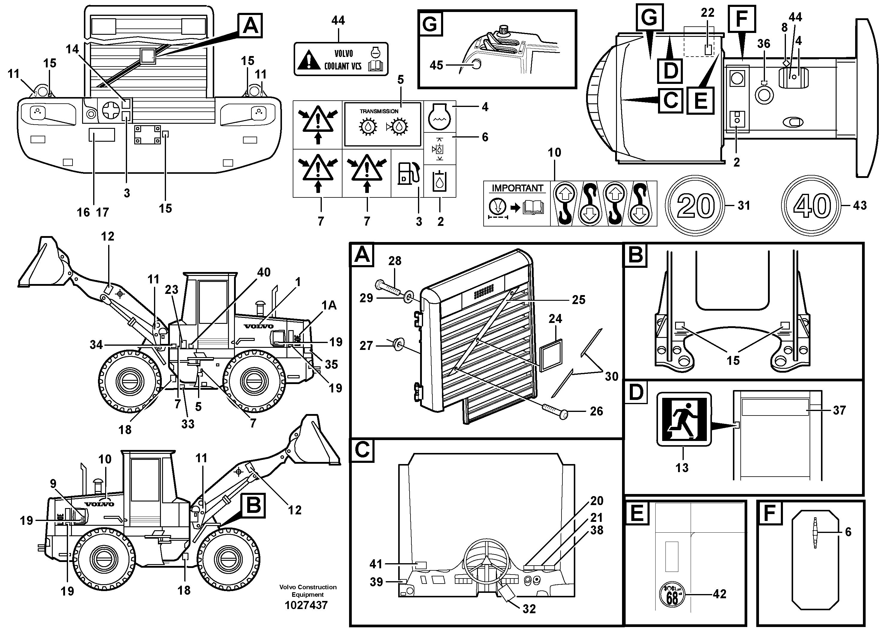 Схема запчастей Volvo L50E - 14451 Sign plates and decals L50E BRAZIL, S/N 71001 -