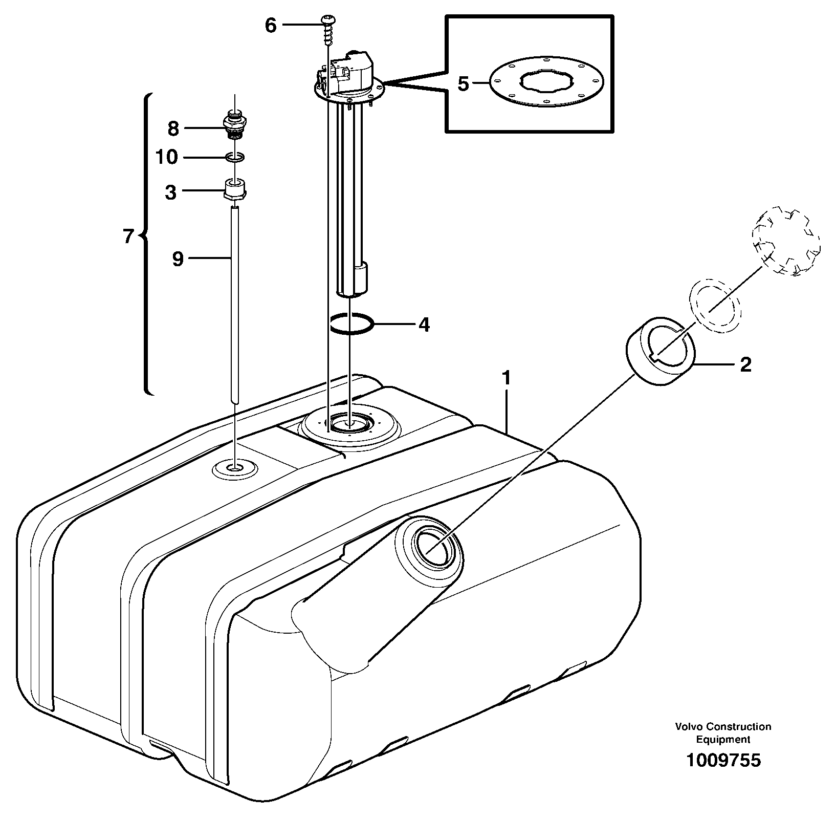 Схема запчастей Volvo L50E - 36732 Топливный бак (бензобак) L50E BRAZIL, S/N 71001 -
