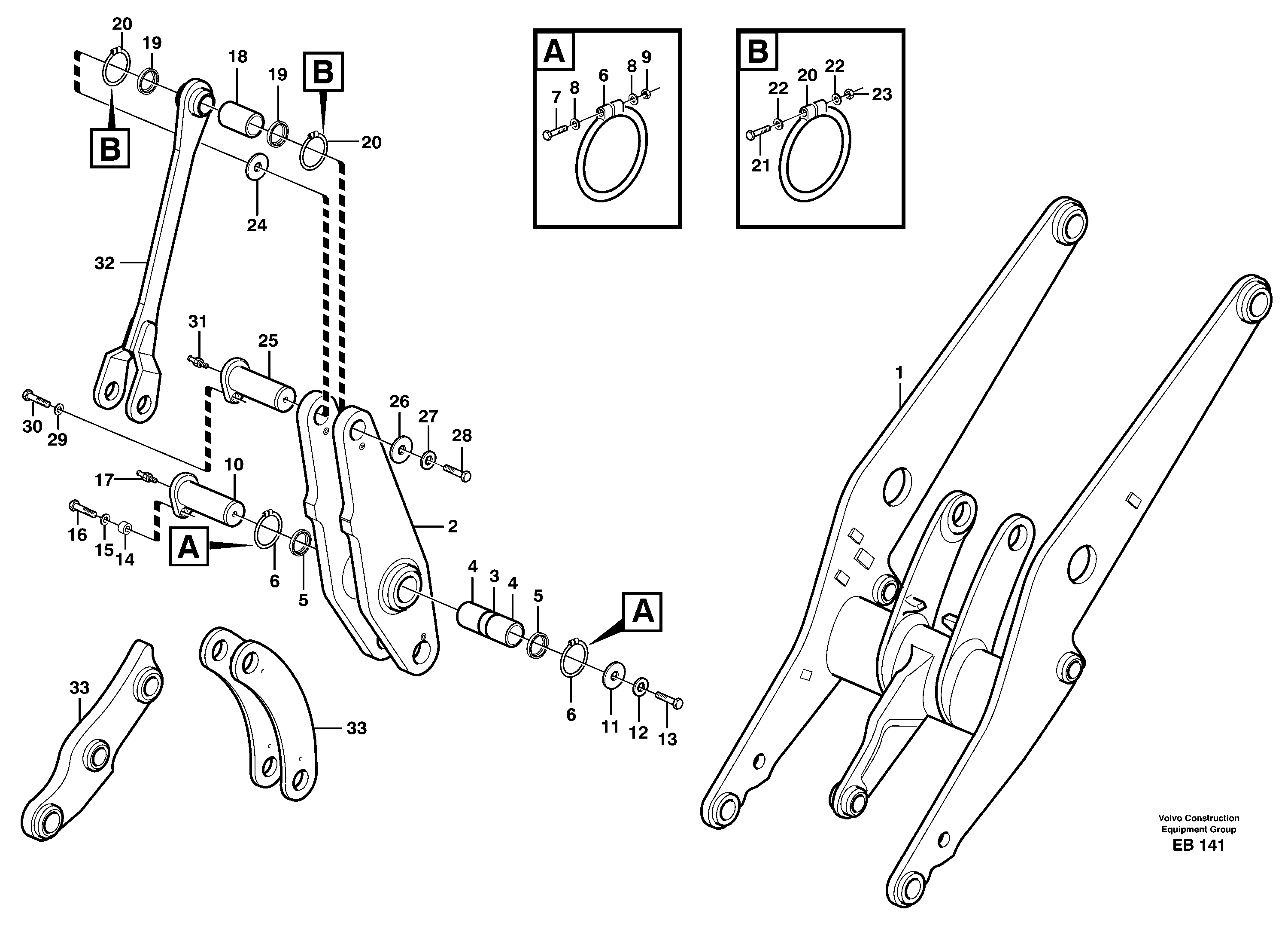 Схема запчастей Volvo L50E - 16207 Rear links with assembly parts L50E BRAZIL, S/N 71001 -