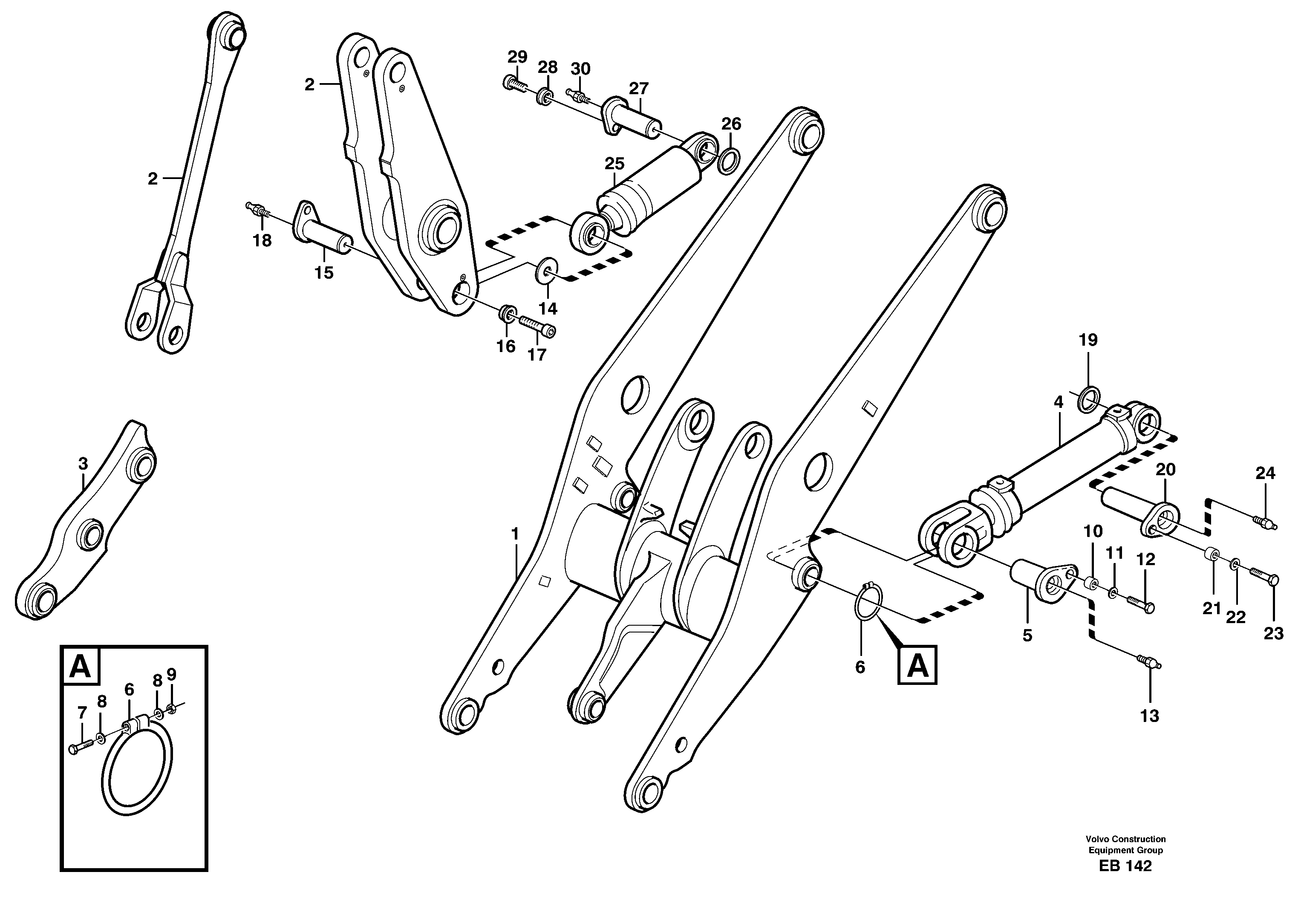 Схема запчастей Volvo L50E - 16210 Гидроцилиндр подъемный и толкающий с запасными частями L50E BRAZIL, S/N 71001 -