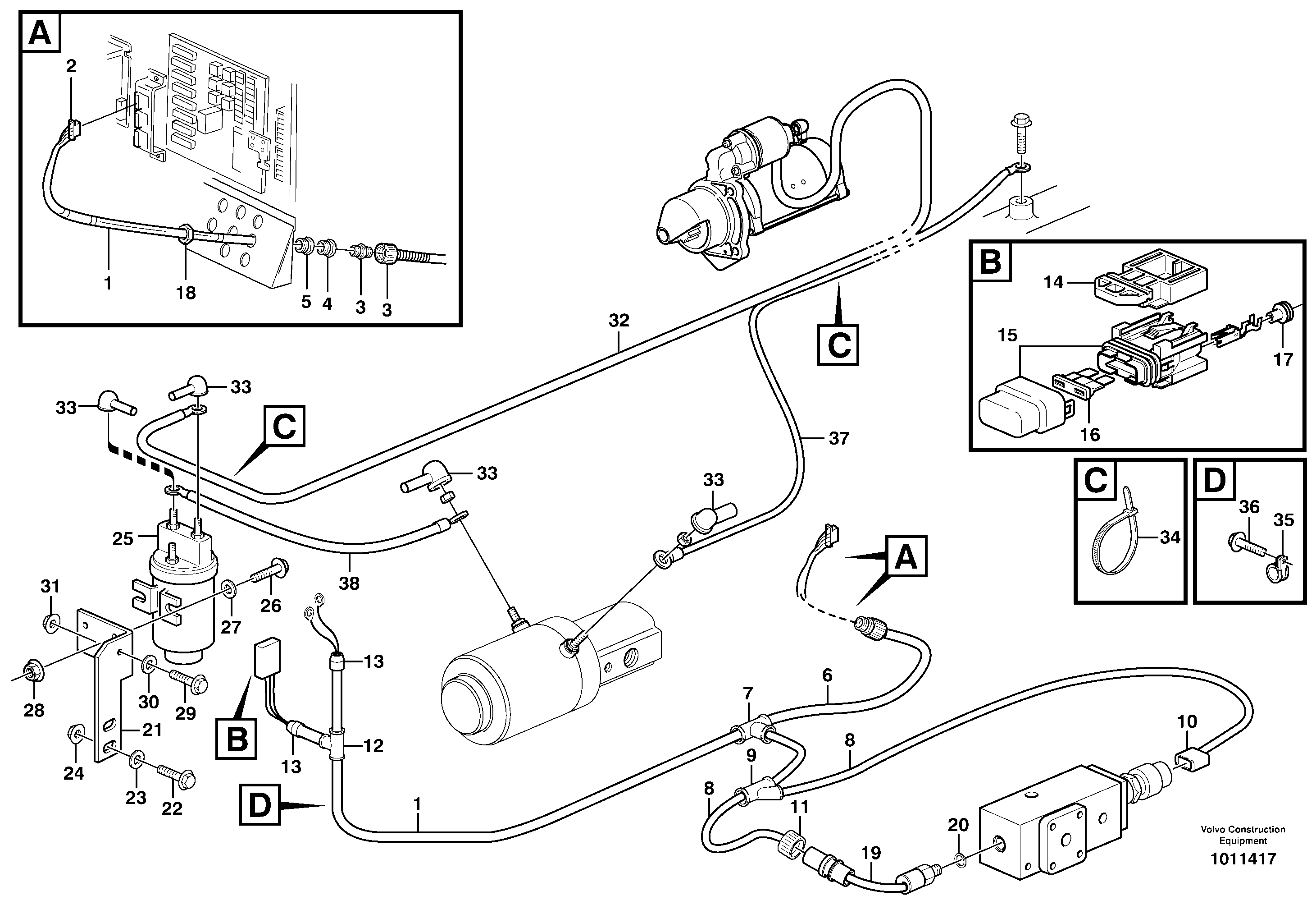 Схема запчастей Volvo L50E - 101627 Cable harness, secondary steering system L50E BRAZIL, S/N 71001 -
