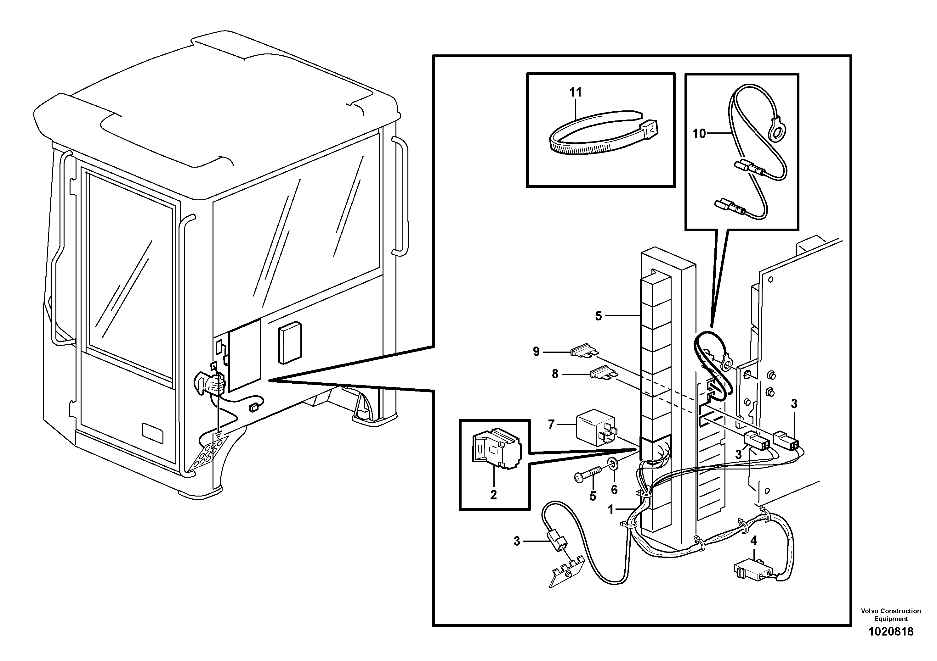 Схема запчастей Volvo L50E - 57869 Cable harness, air-suspension seat L50E BRAZIL, S/N 71001 -