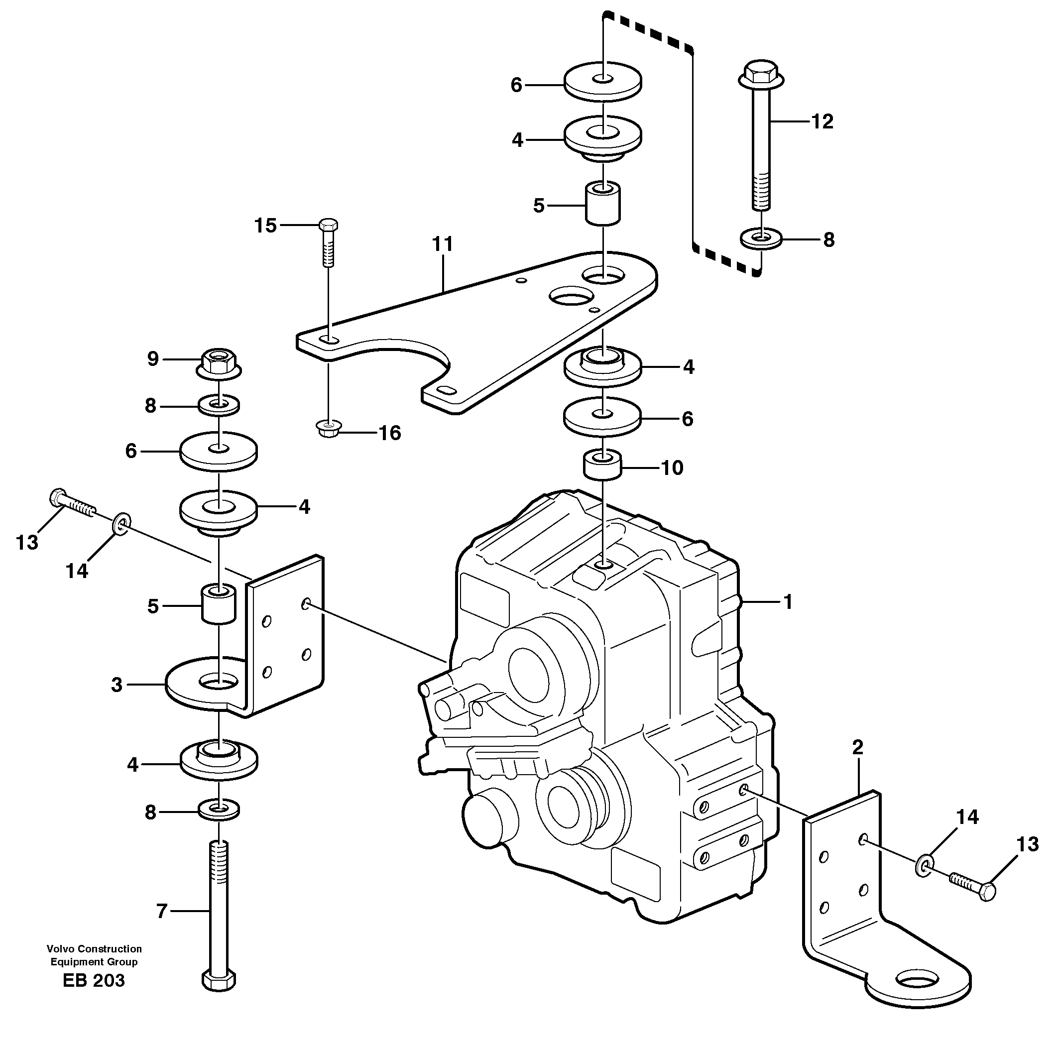 Схема запчастей Volvo L50E - 23941 Gear box housing with fitting parts L50E BRAZIL, S/N 71001 -