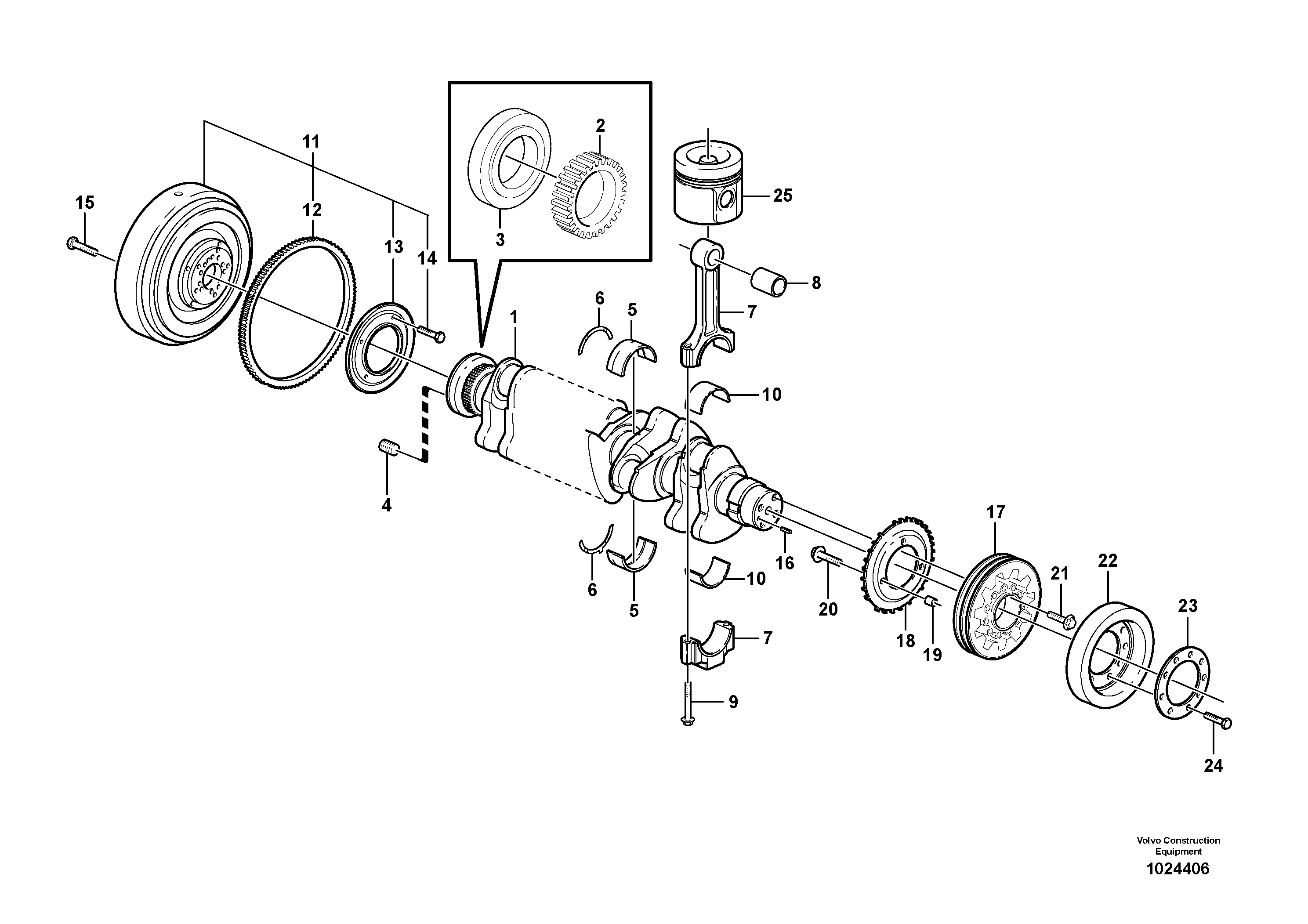 Схема запчастей Volvo L90F - 14853 Crankshaft and related parts L90F