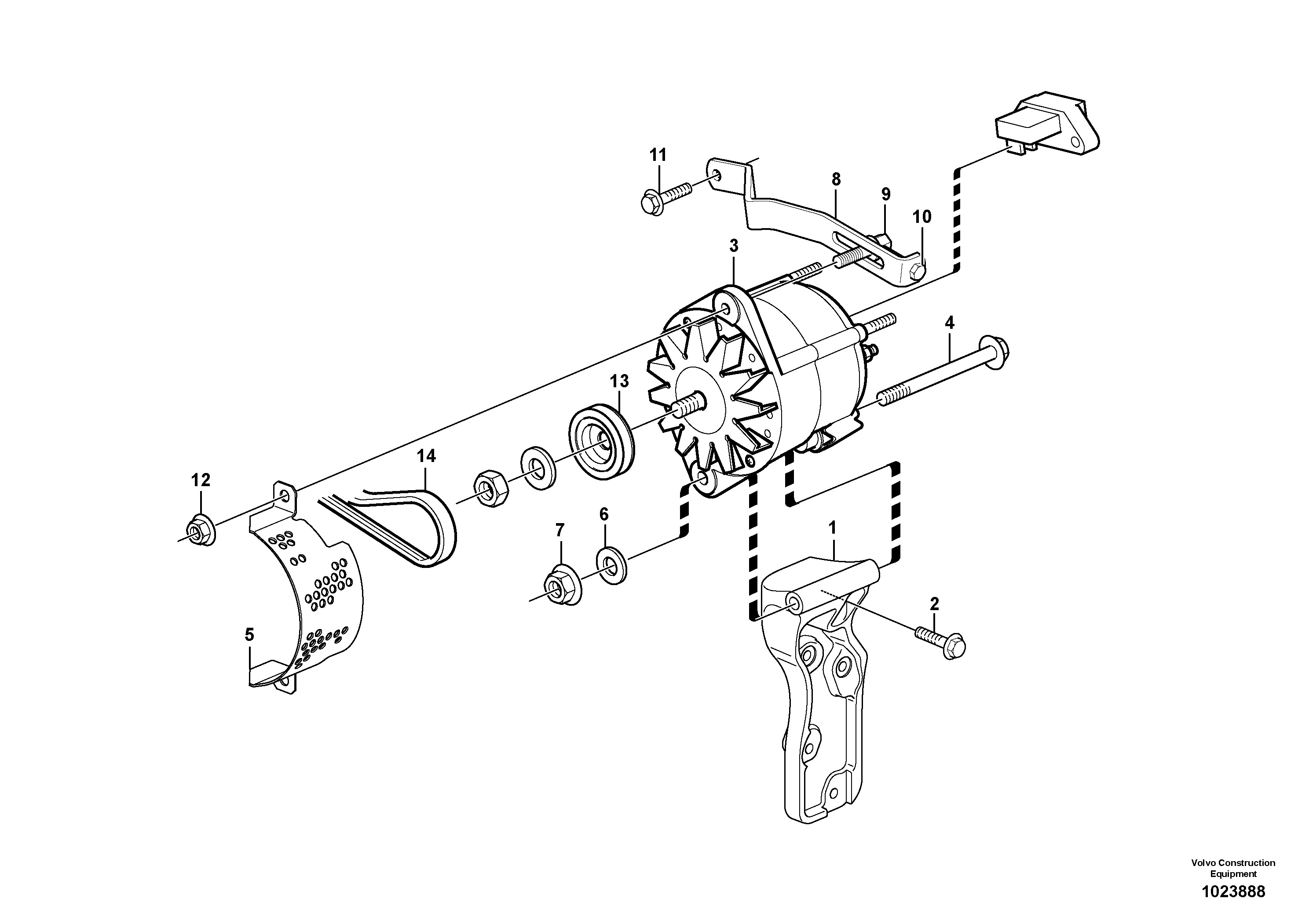 Схема запчастей Volvo L90F - 102923 Alternator with assembling details L90F