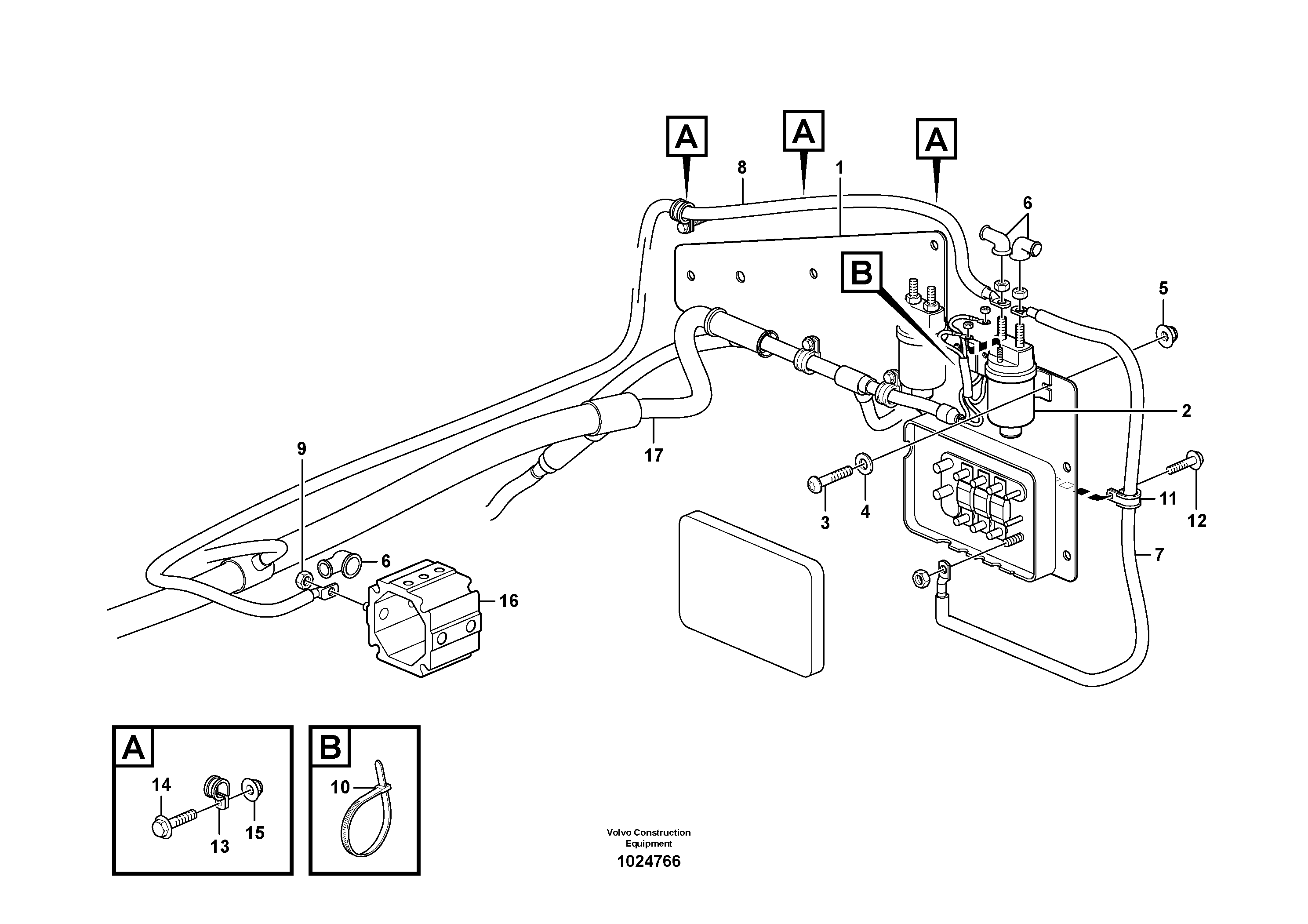 Схема запчастей Volvo L70F - 48478 Pre-heater with fitting parts L70F