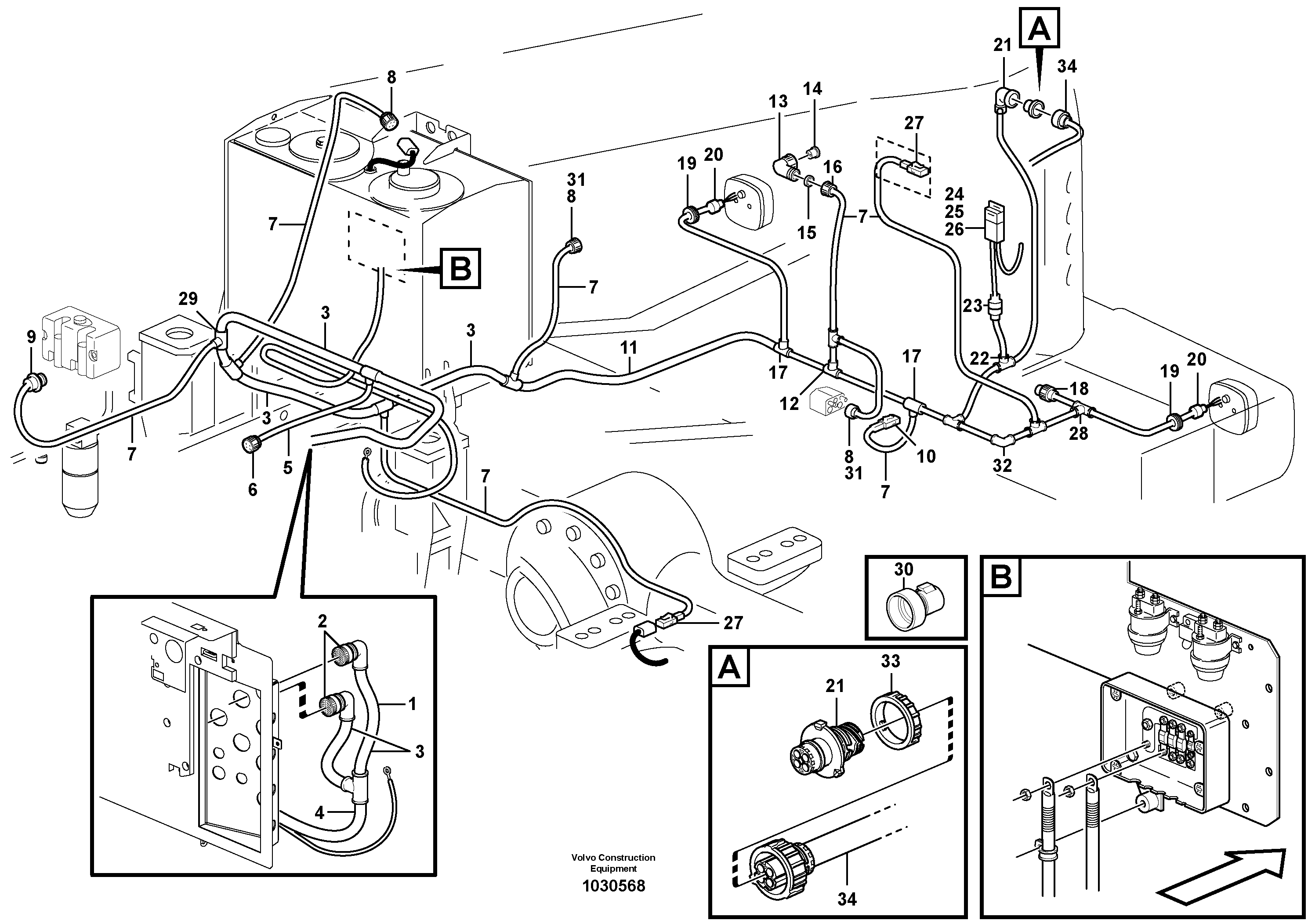Схема запчастей Volvo L110F - 104246 Cable harness, rear L110F
