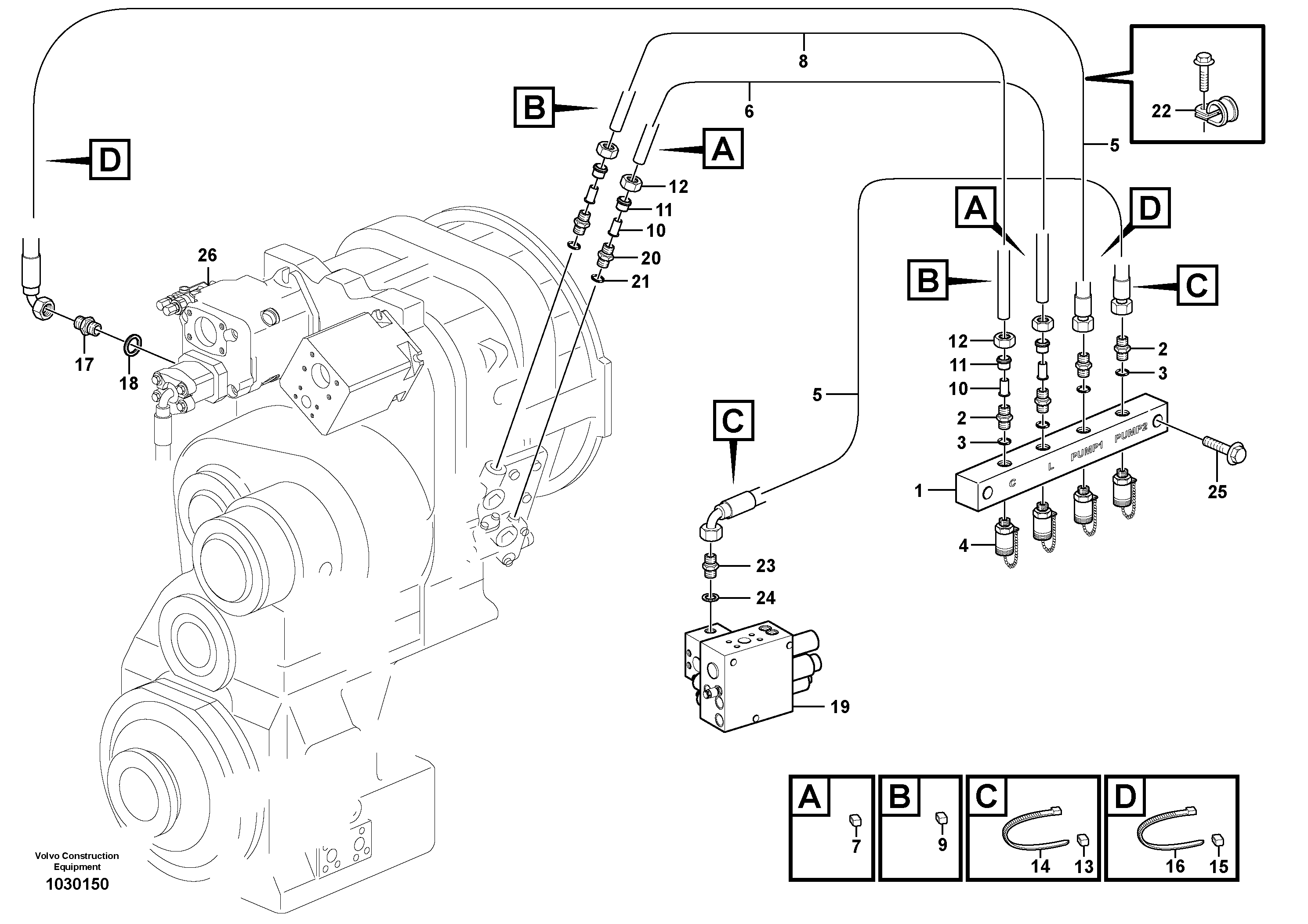Схема запчастей Volvo L110F - 68360 Testing block L110F