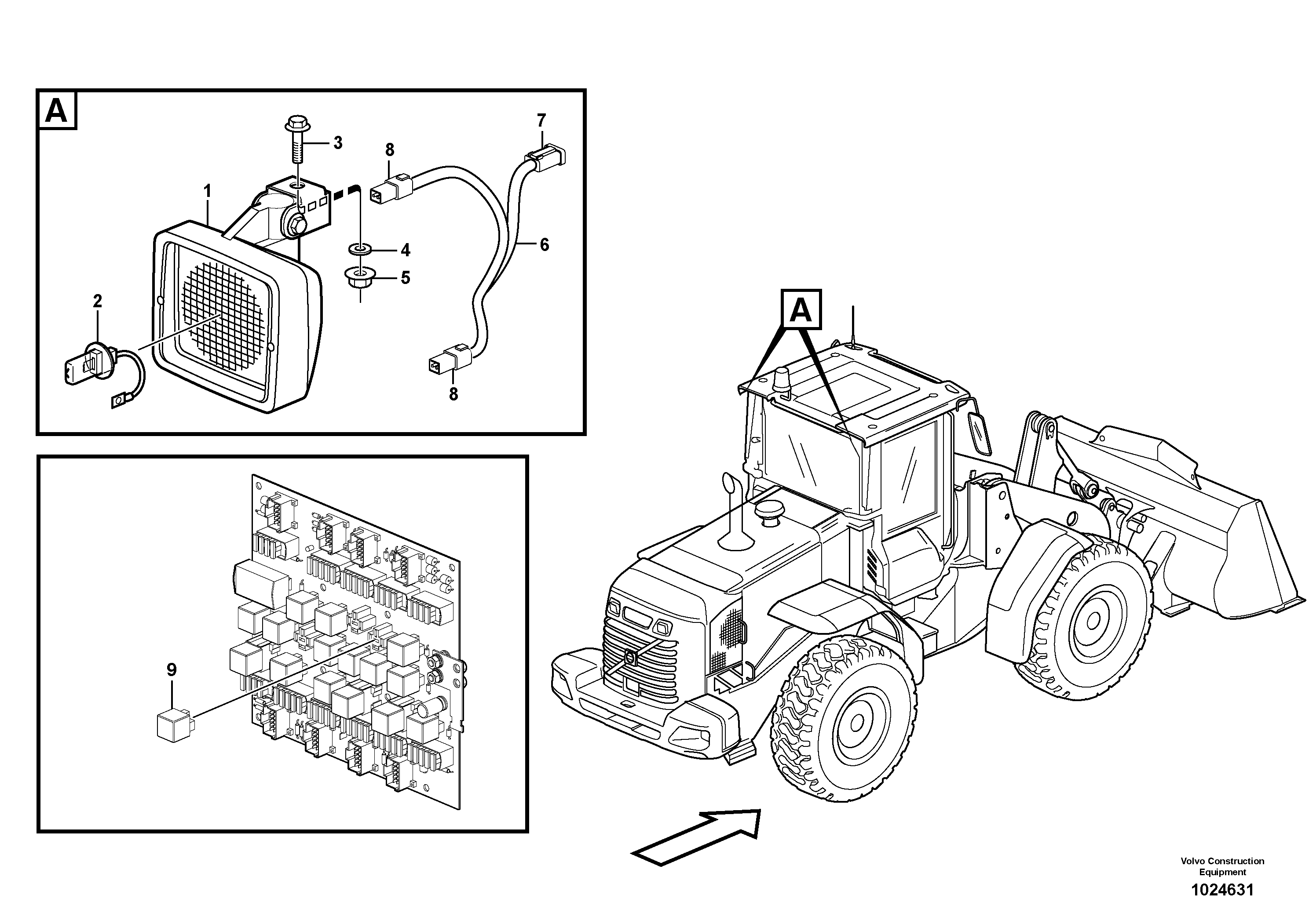Схема запчастей Volvo L120F - 62025 Work lights, rear L120F
