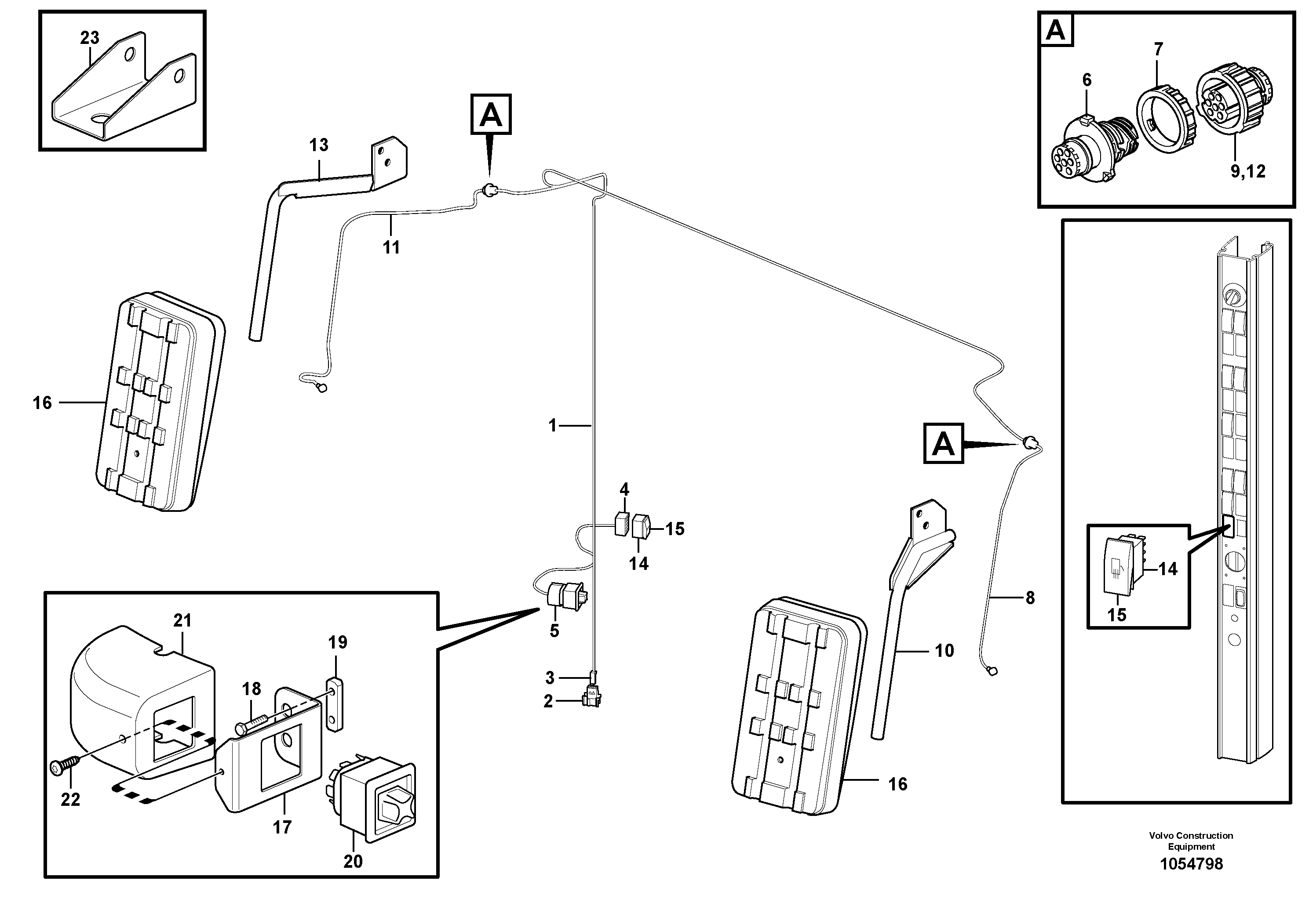 Схема запчастей Volvo L150F - 104500 Rear-view mirrors, electric adjustable L150F