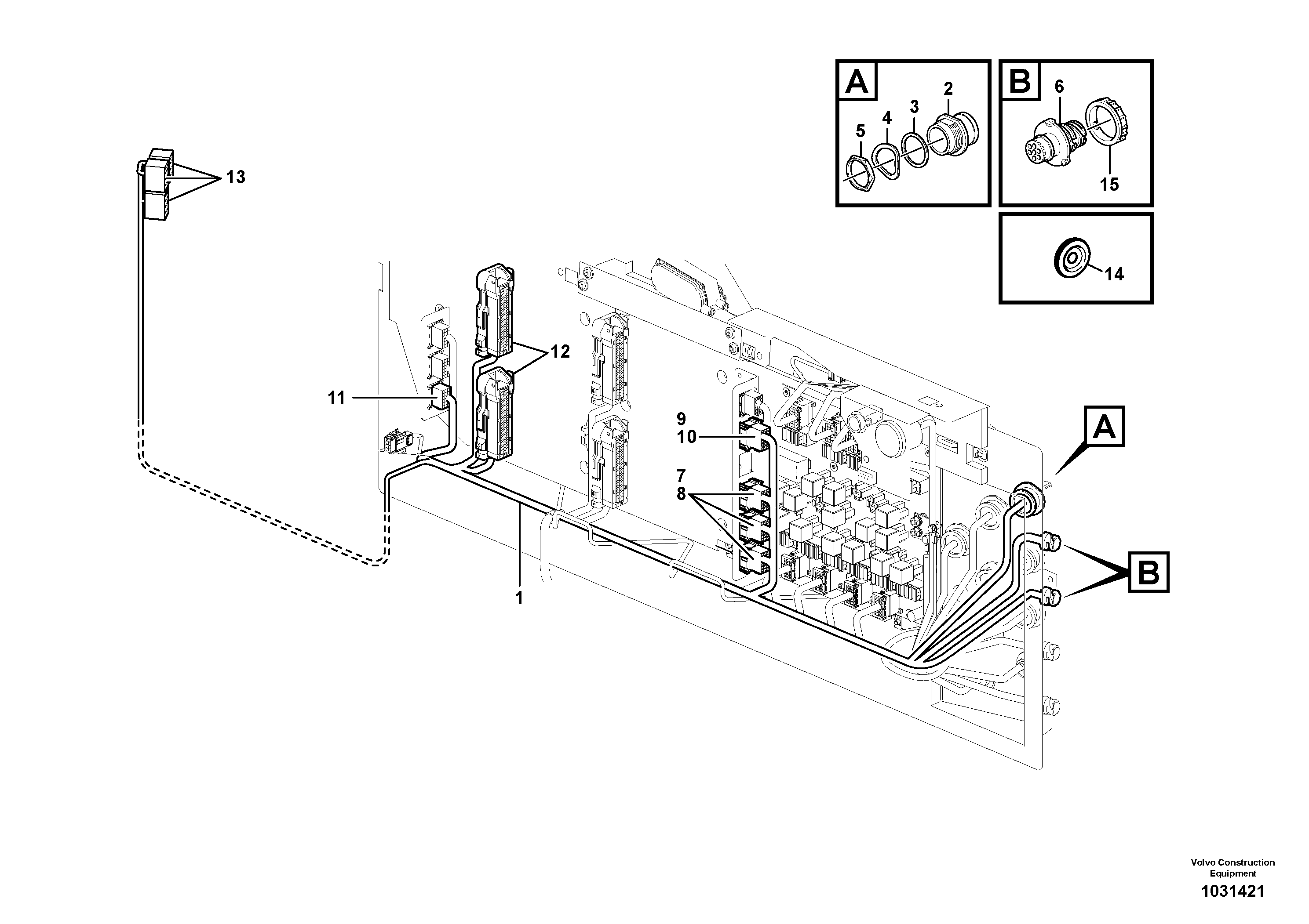 Схема запчастей Volvo L180F - 88901 Cable harness, el.hydraulic servo L180F