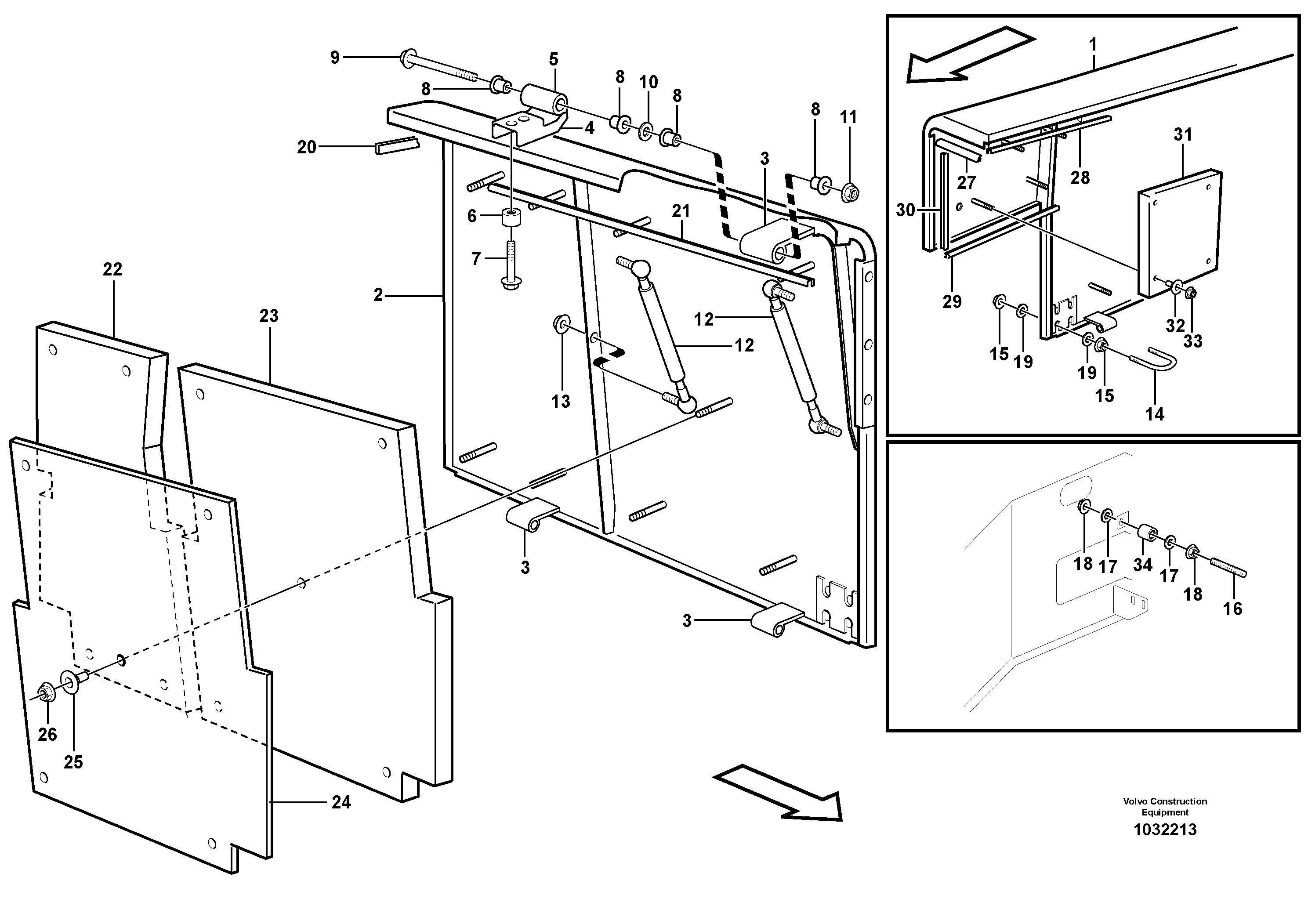 Схема запчастей Volvo L180F - 87047 Side hatches L180F HL HIGH-LIFT