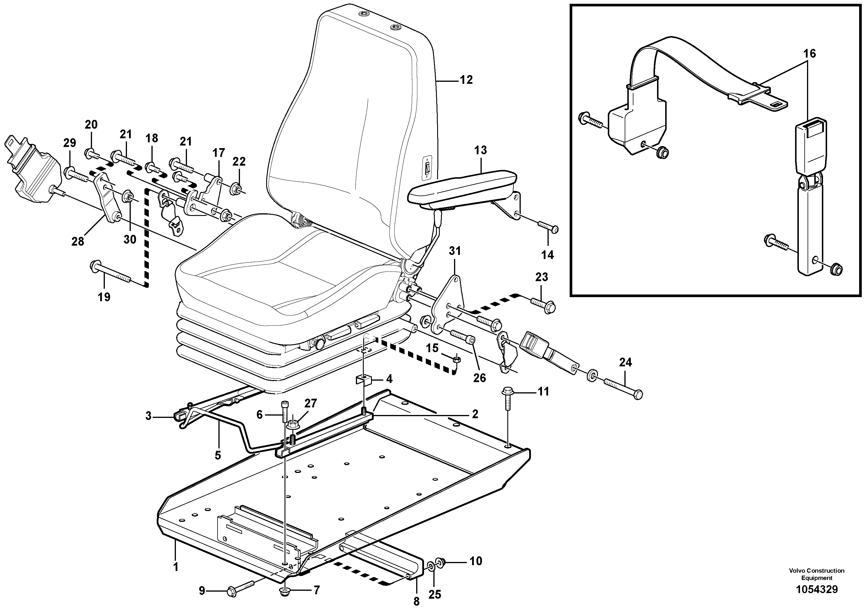 Схема запчастей Volvo L180F - 97284 Operator seat with fitting parts L180F HL HIGH-LIFT