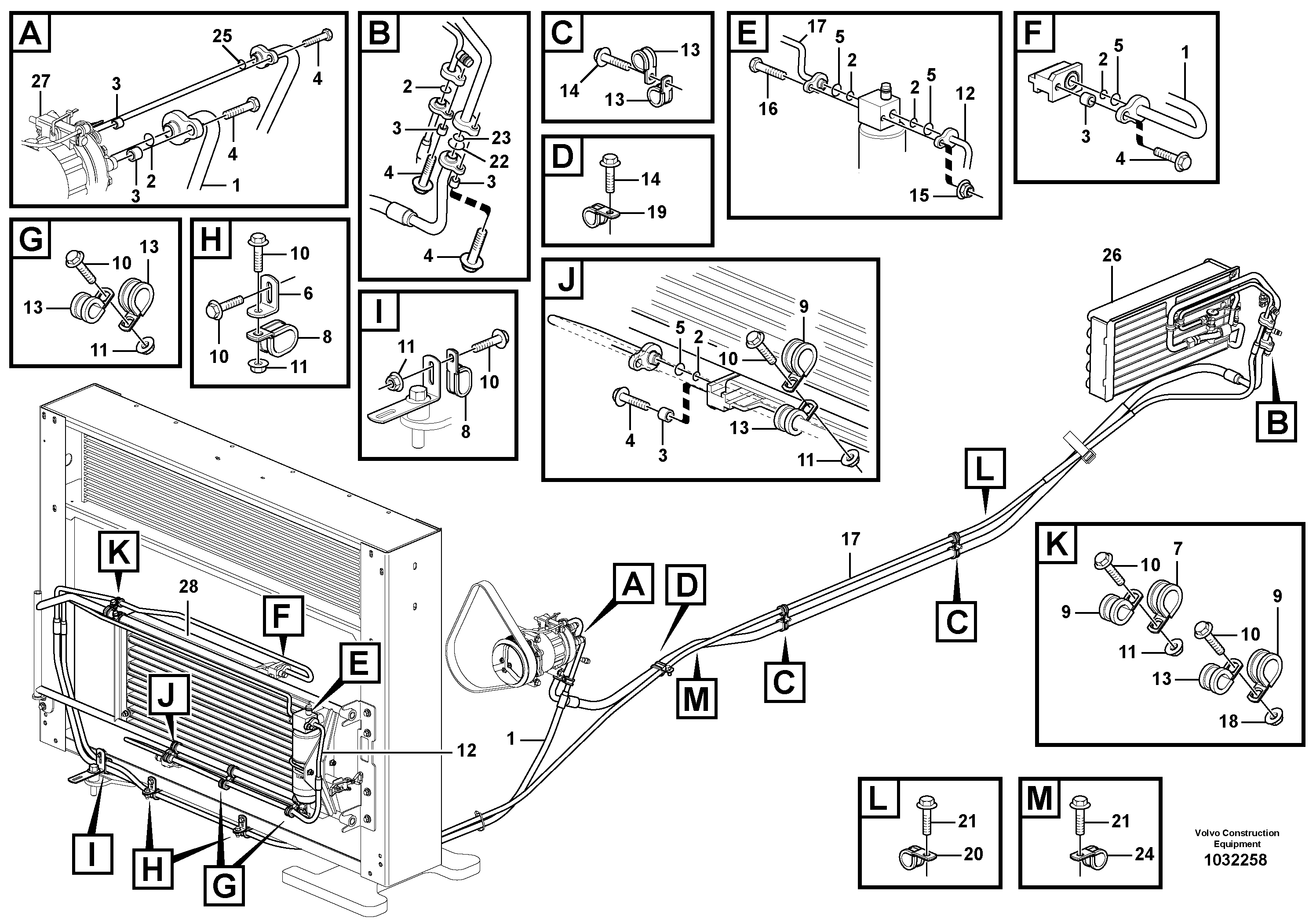 Схема запчастей Volvo L180F - 85650 Assembly of hose: evaparator, receiver drier and condenser L180F HL HIGH-LIFT