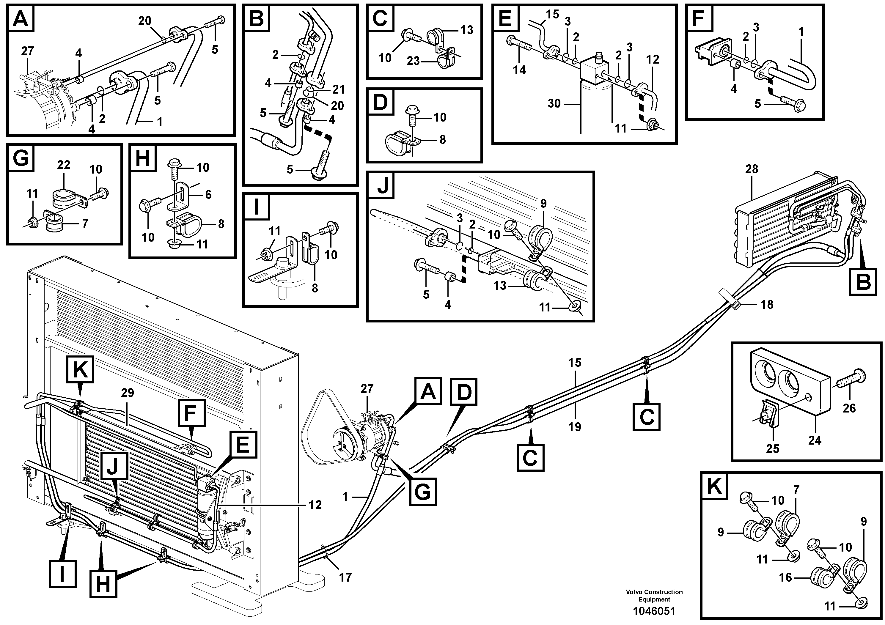 Схема запчастей Volvo L180F - 89193 Assembly of hose: evaparator, receiver drier and condenser L180F HL HIGH-LIFT