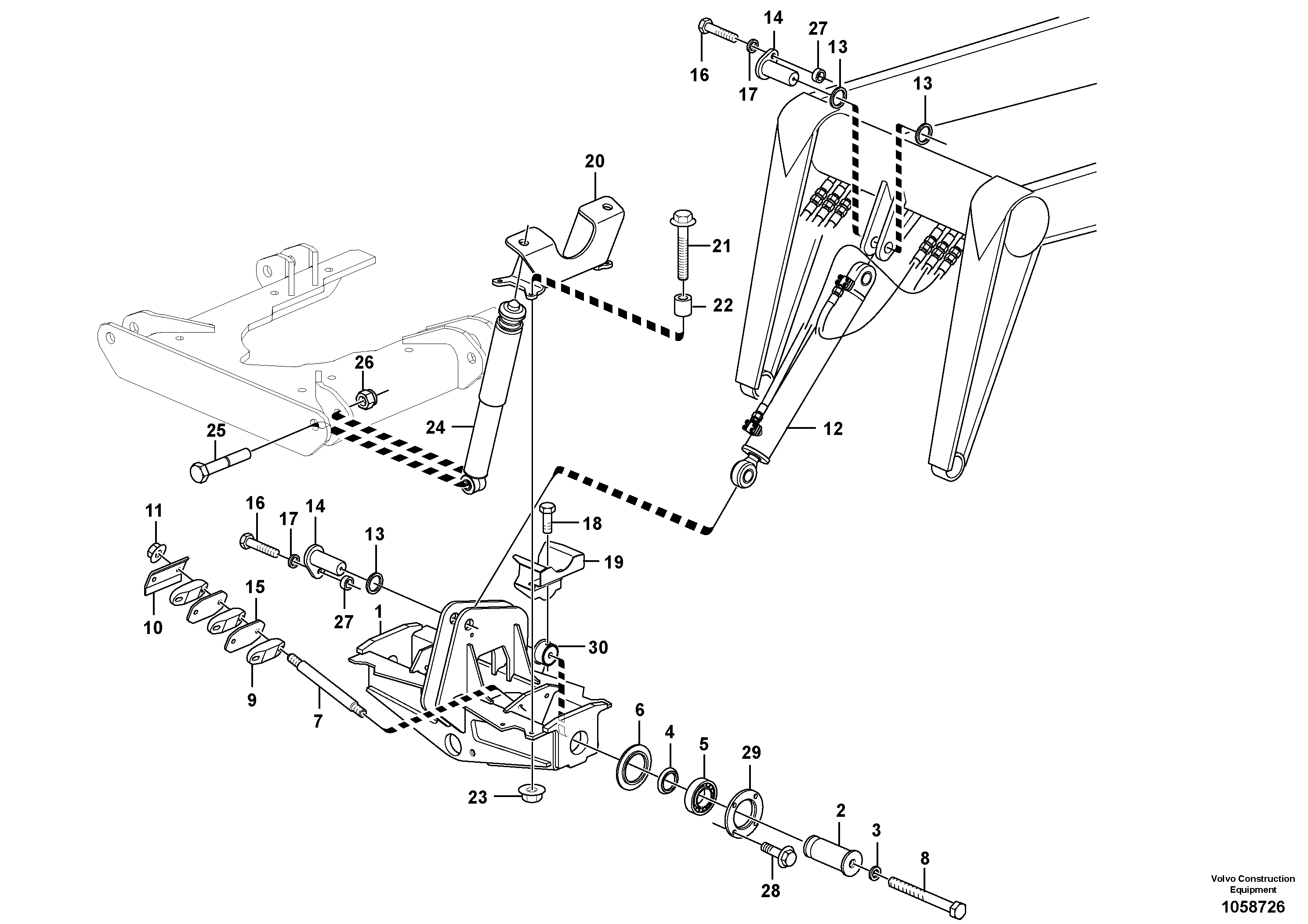 Схема запчастей Volvo L180F - 106176 Cross member L180F HL HIGH-LIFT