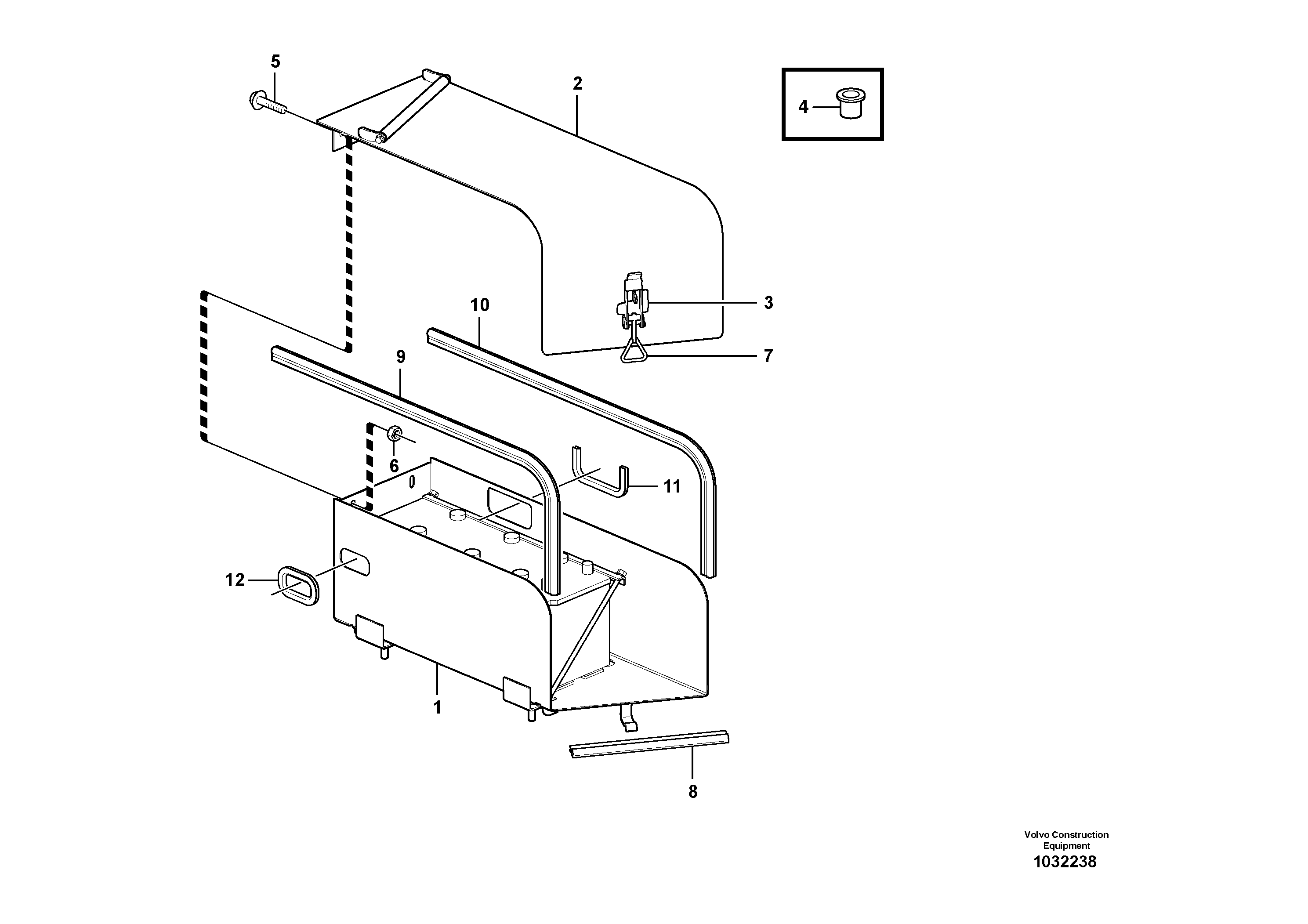 Схема запчастей Volvo L180F - 90414 Battery box L180F HL HIGH-LIFT