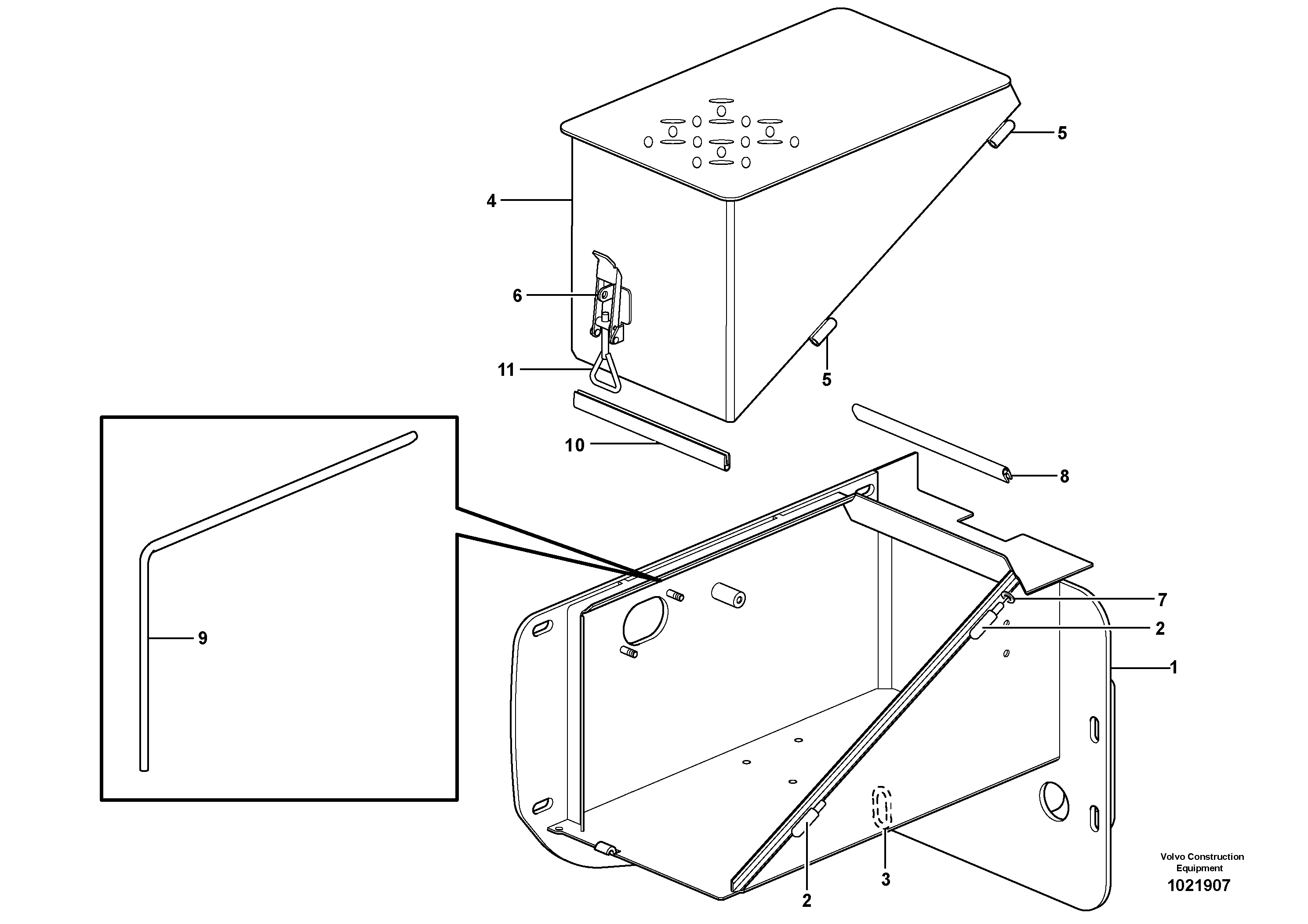 Схема запчастей Volvo L180F - 38144 Battery box L180F