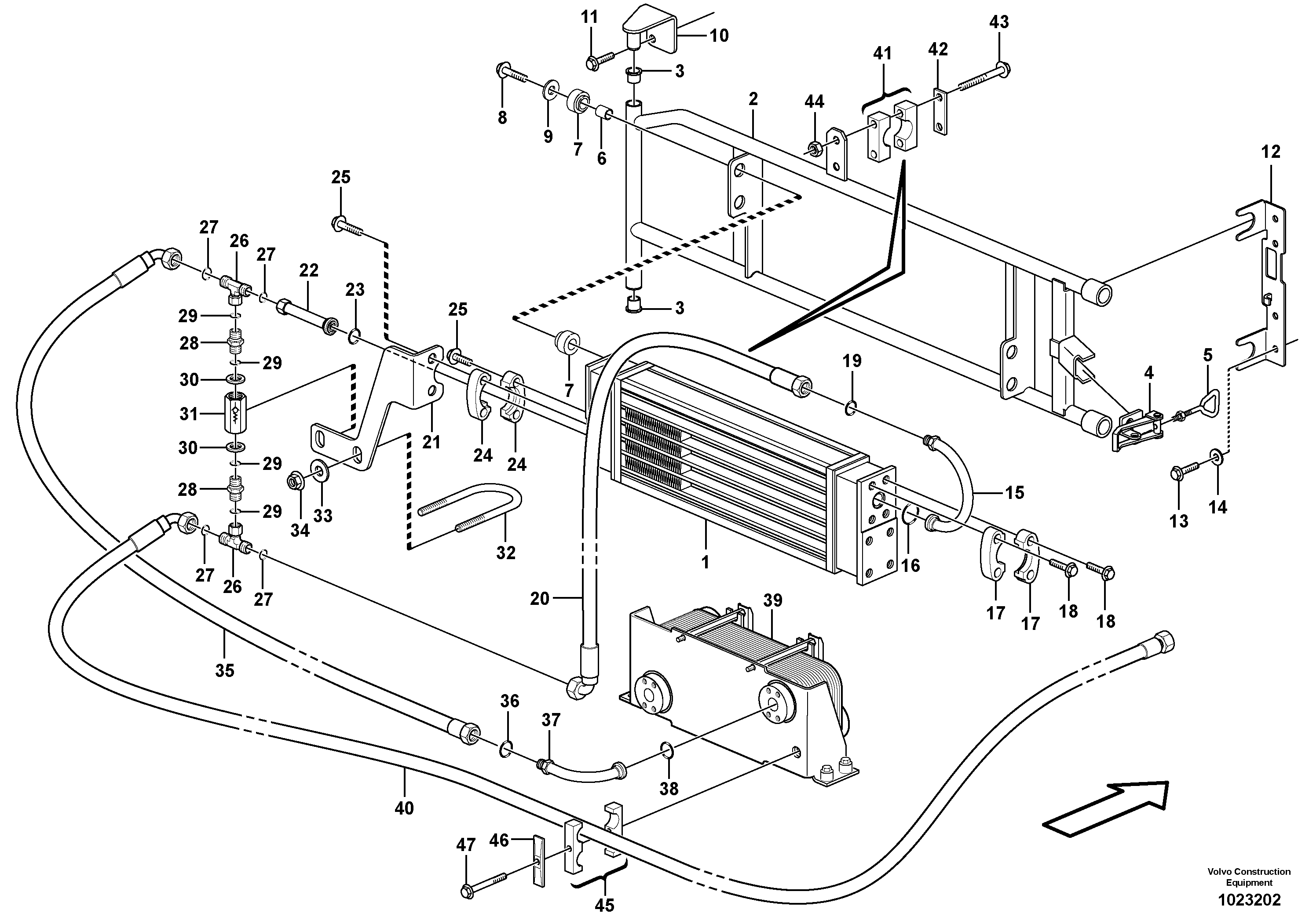 Схема запчастей Volvo L180F - 102185 Радиатор масляной для гидравлики L180F