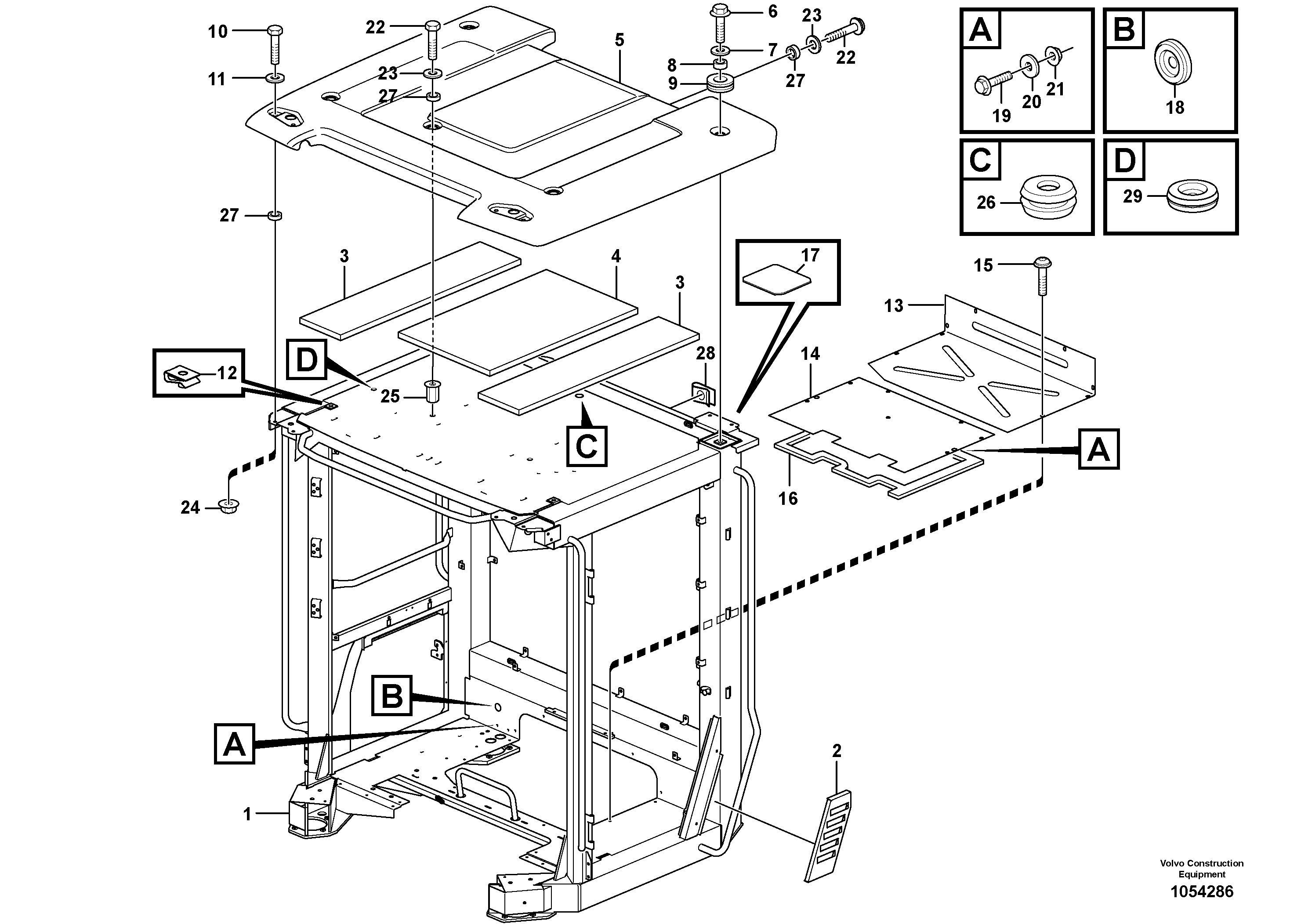 Схема запчастей Volvo L180F - 85346 Cab body: roof and floor panel L180F HL HIGH-LIFT
