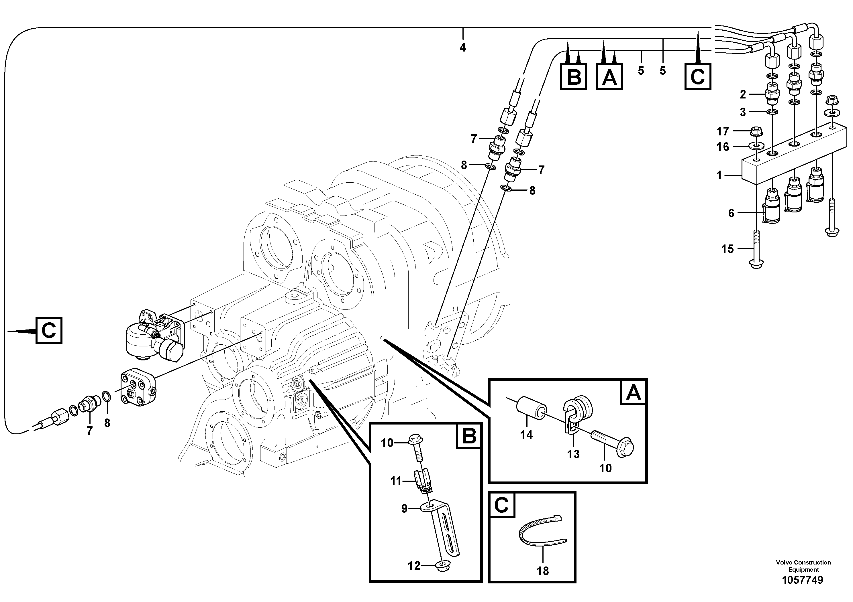 Схема запчастей Volvo L180G - 103261 Testing block L180G