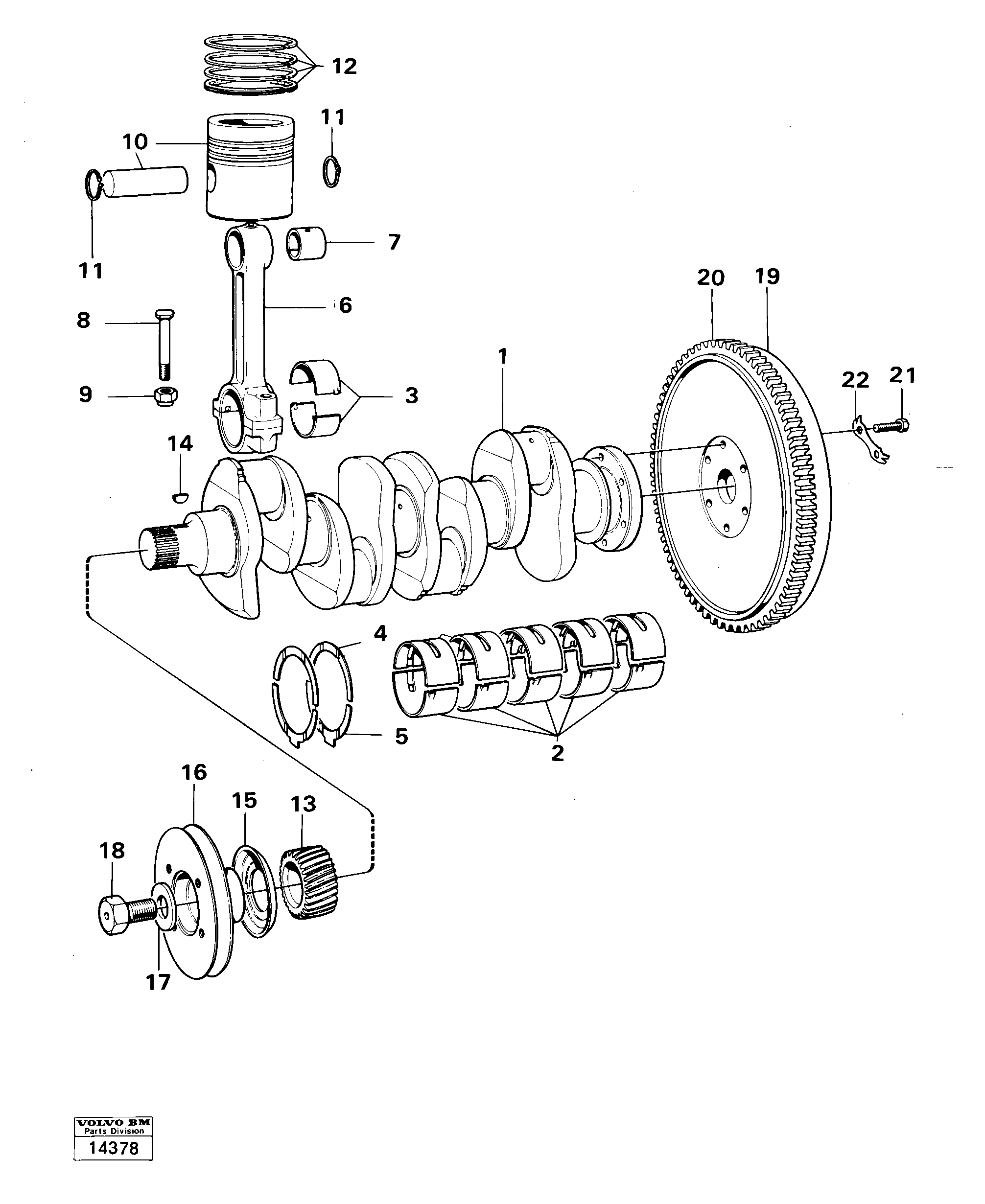 Схема запчастей Volvo 4200 4200 - 43372 Crankshaft and related parts 