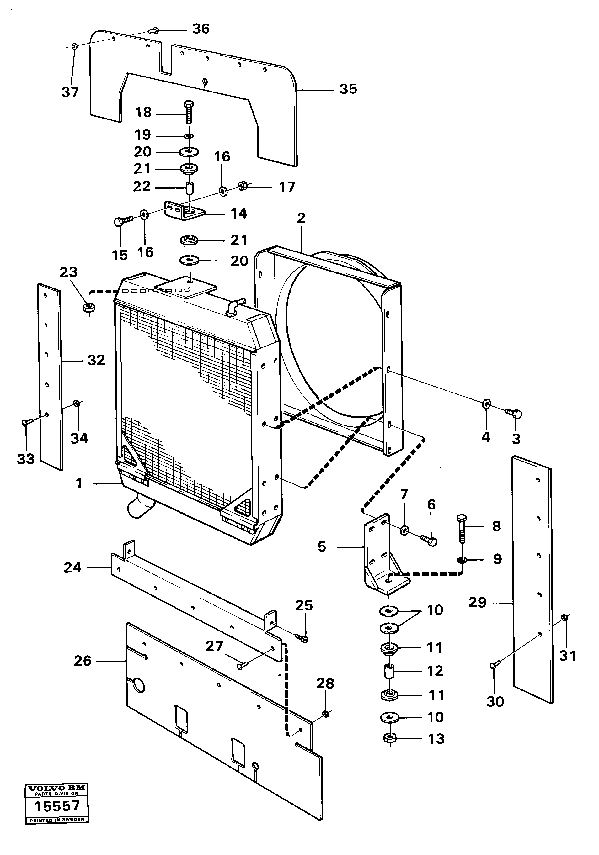 Схема запчастей Volvo 4200 4200 - 40206 Radiator with fitting parts 
