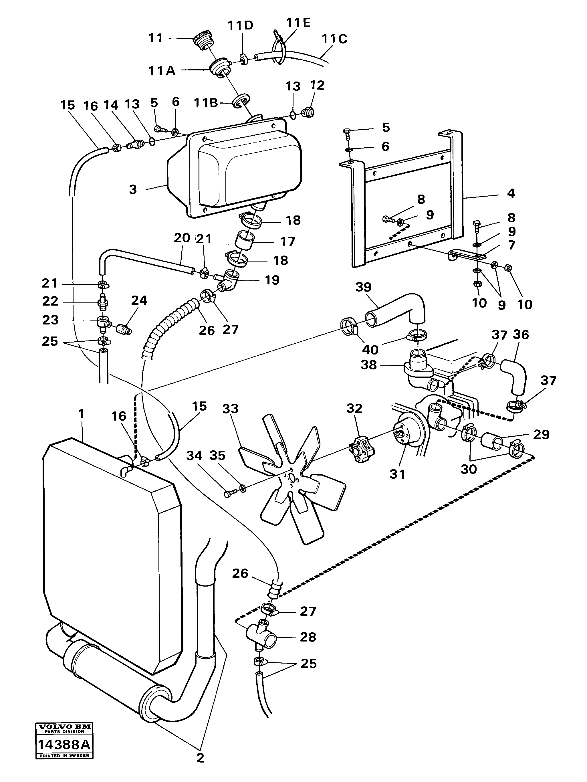 Схема запчастей Volvo 4200 4200 - 83500 Cooling system tillv nr -2424 