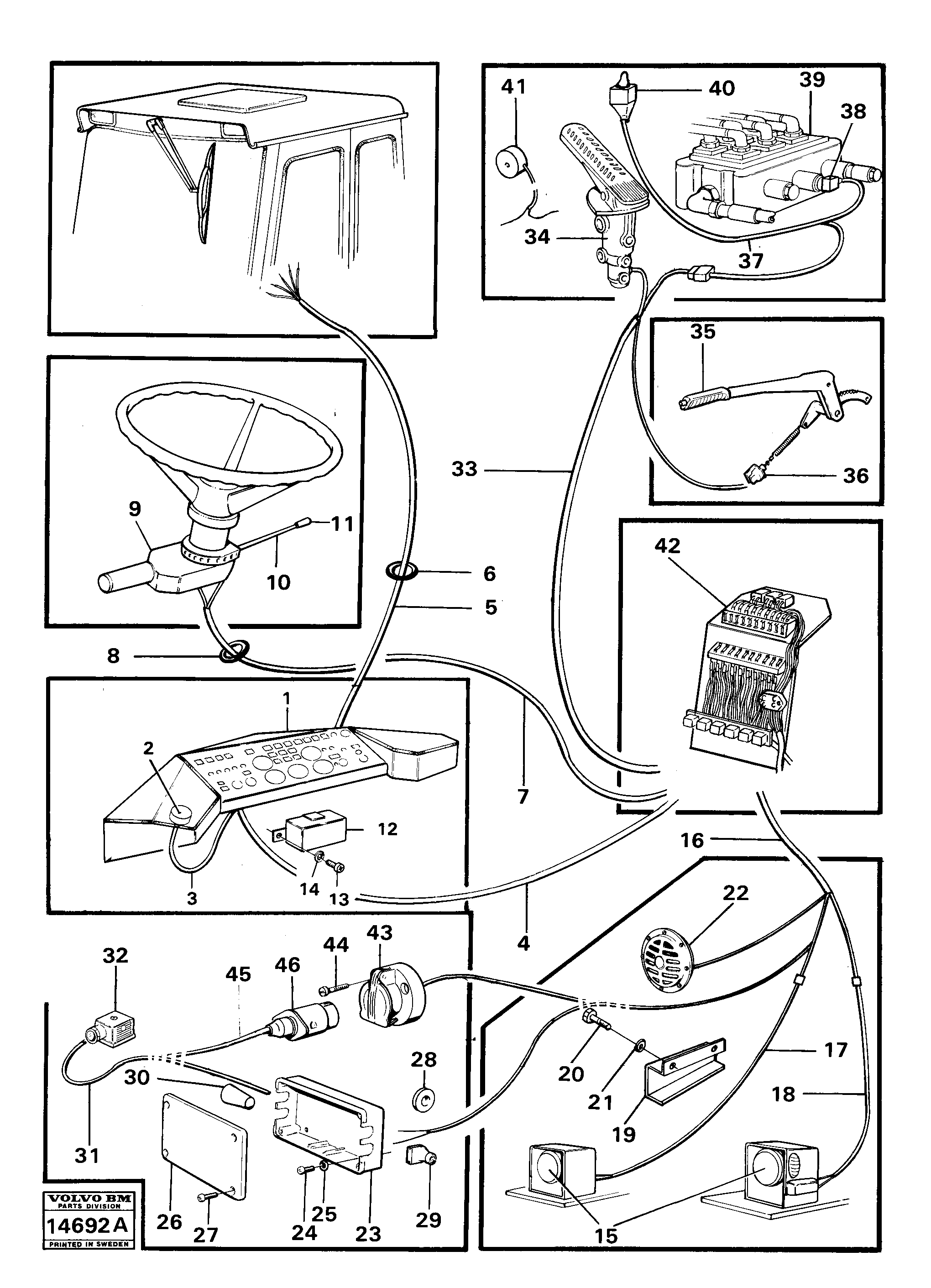 Схема запчастей Volvo 4200 4200 - 280 Electric system front 