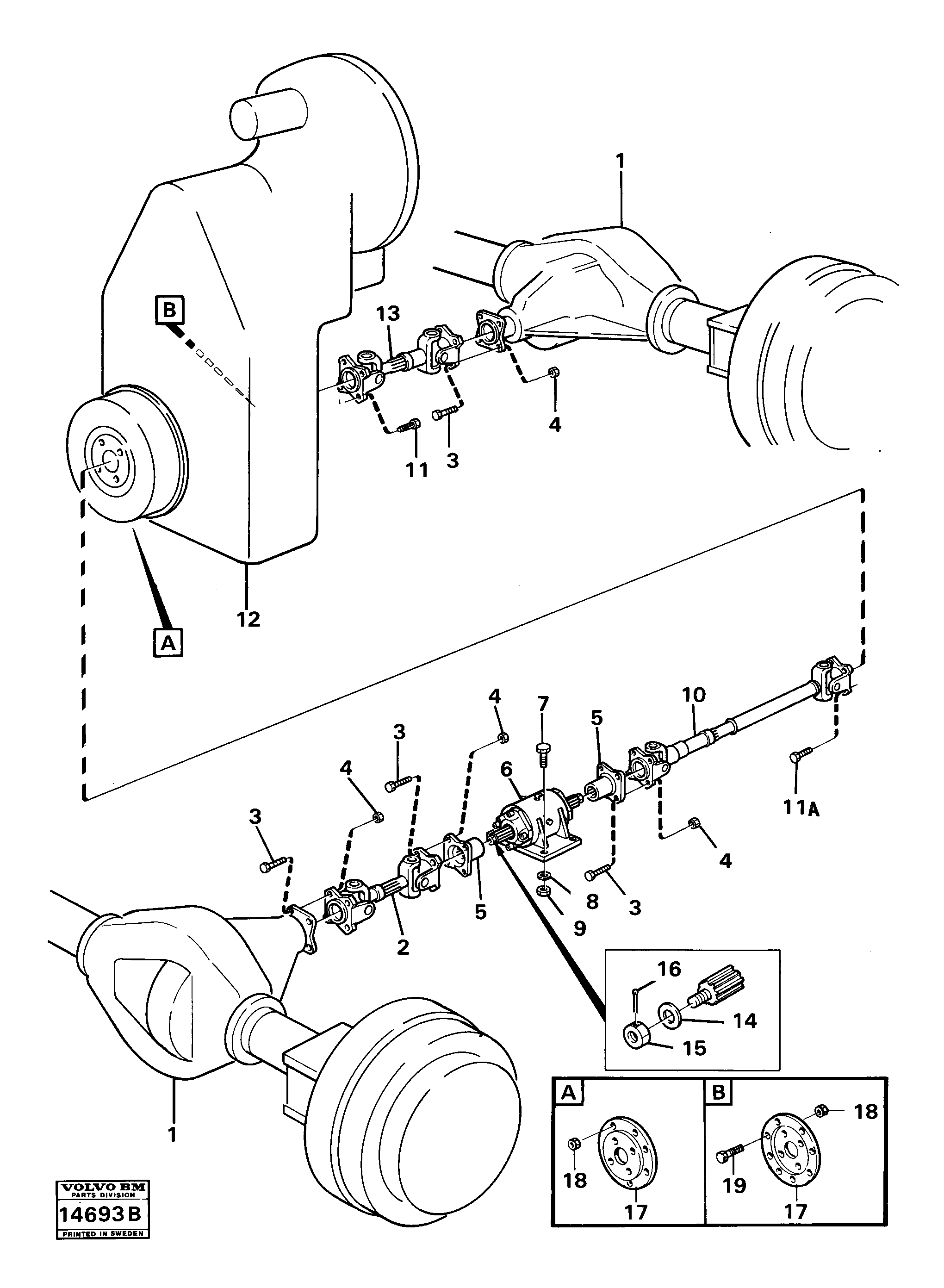 Схема запчастей Volvo 4200 4200 - 65010 Propeller shafts with fitting parts 