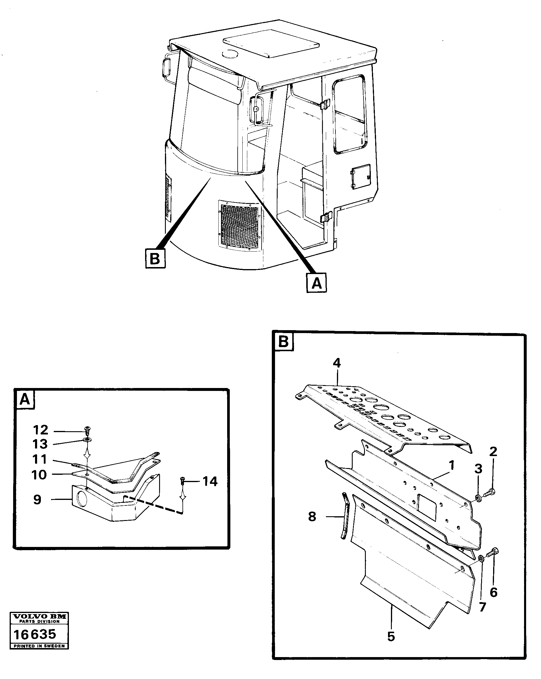 Схема запчастей Volvo 4200 4200 - 731 Cab body instrument panel 