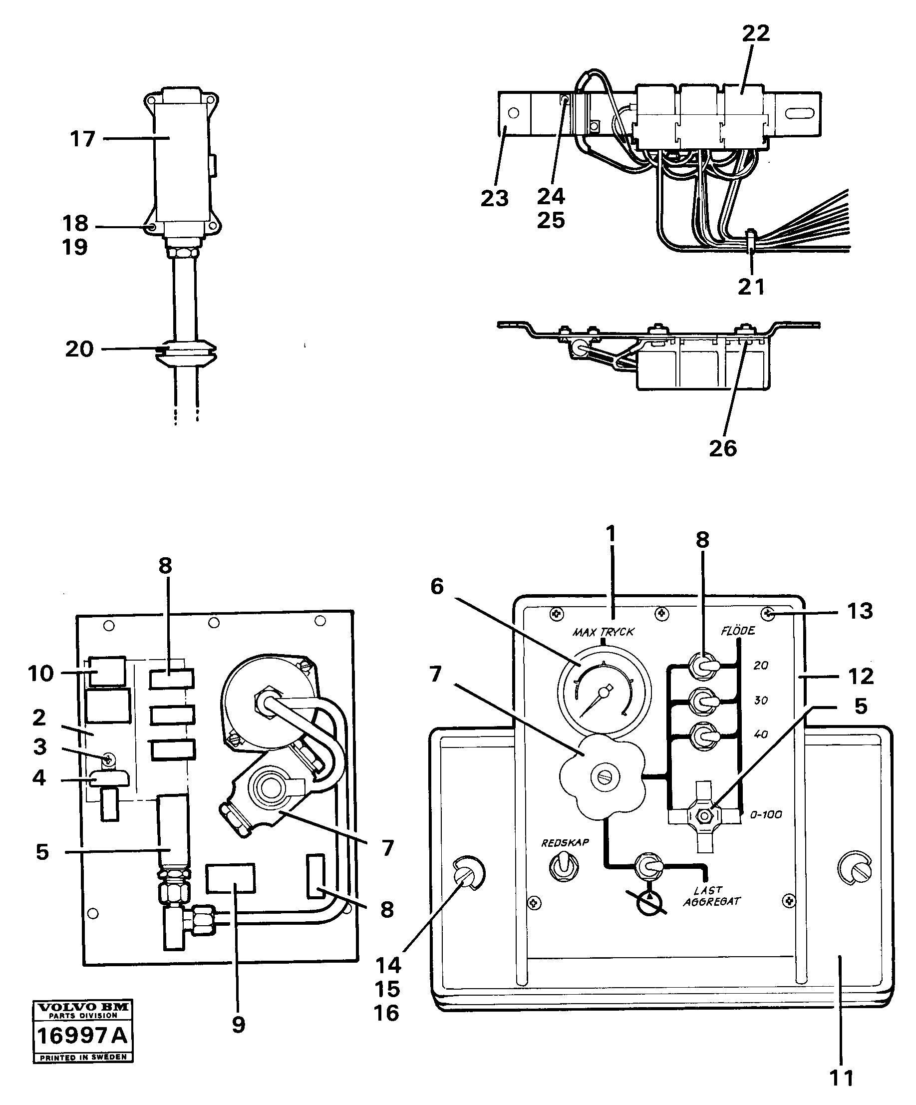 Схема запчастей Volvo 4200 4200 - 1099 Instruments and instrument panel 99160 Tillv.nr -2223 